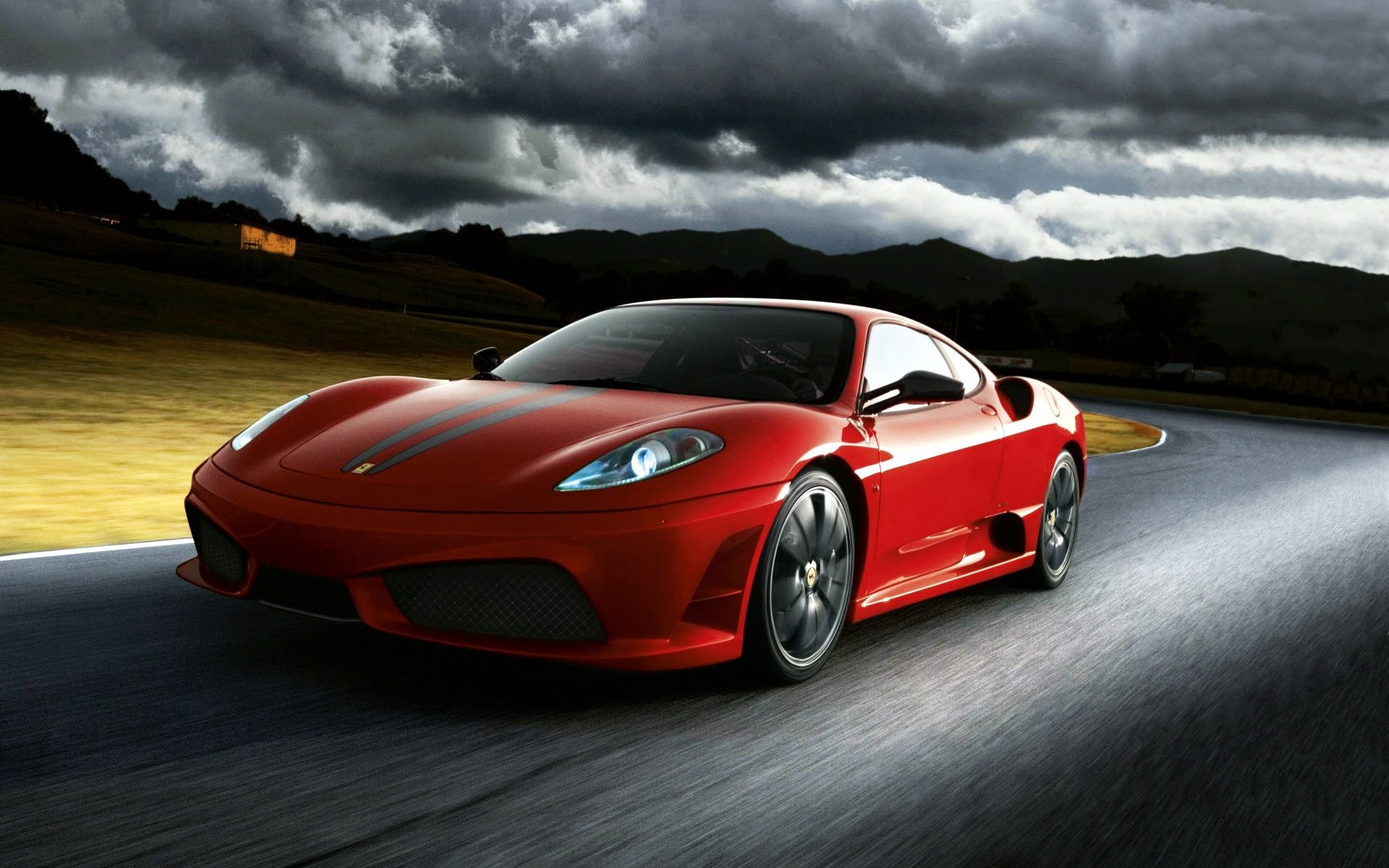 Ferrari F430 Scuderia, Strada, Nuvole, 16:10 Full HD, wallpaper widescreen