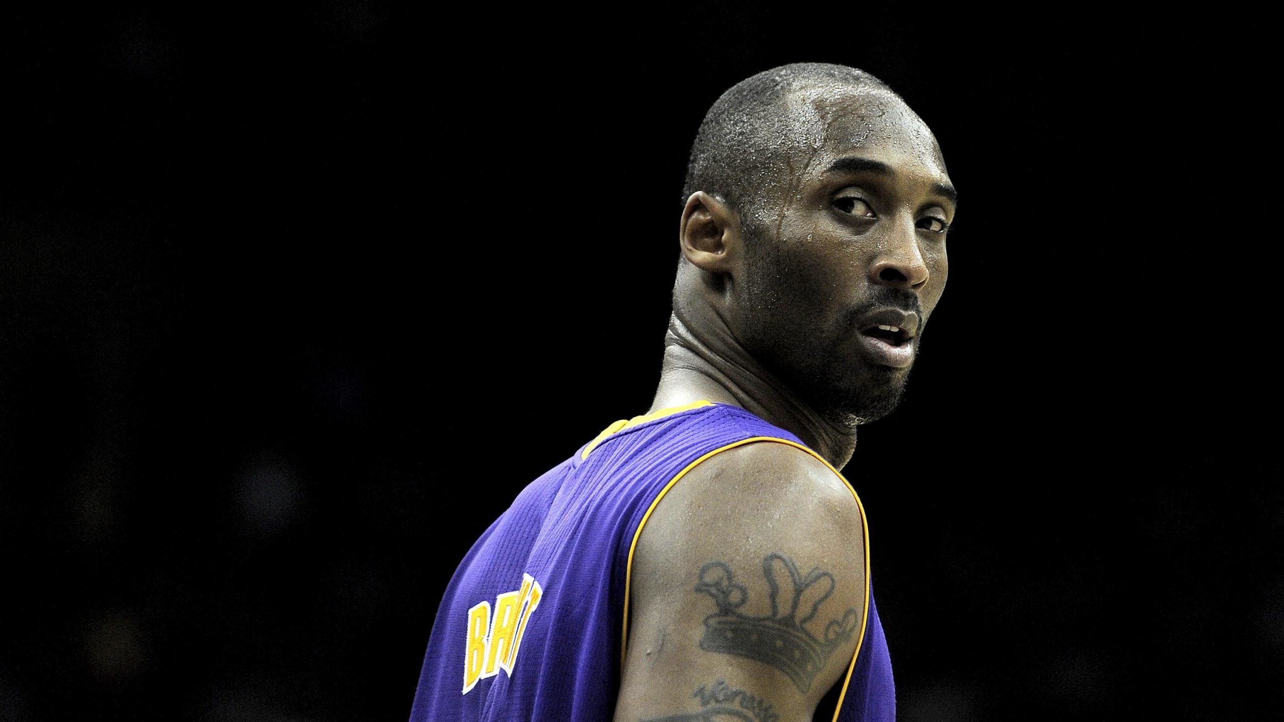 Kobe Bryant, Los Angeles Lakers, Ritratto, Sfondo nero, 2K, wallpaper desktop