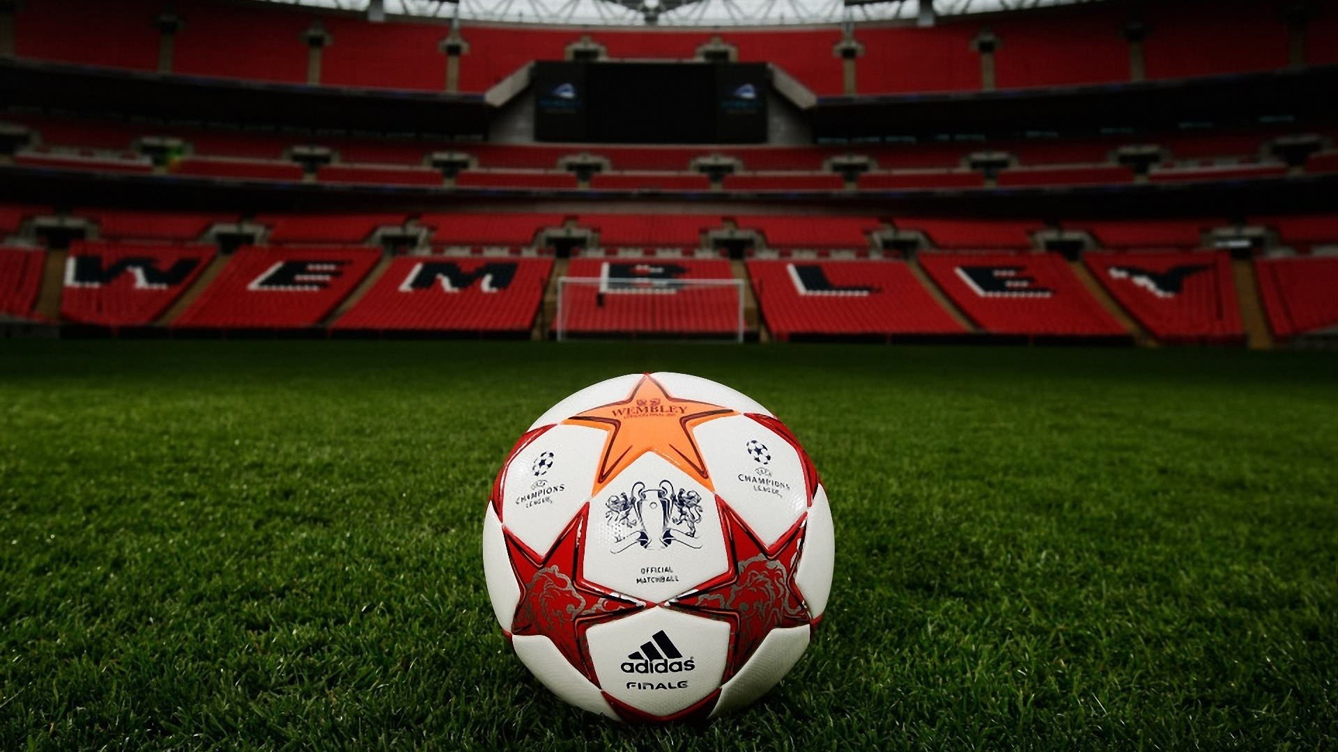 Stadio di Wembley, Pallone Champions League, Adidas Finale, Erba, sfondo Full HD per computer