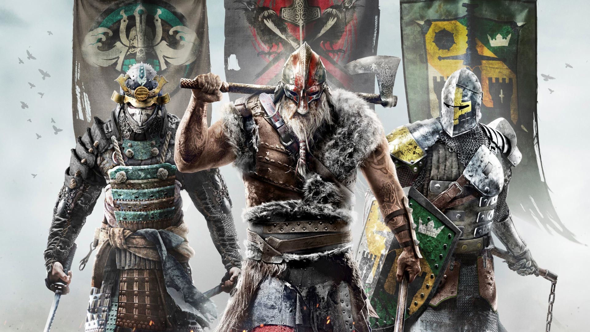 For Honor, Samurai, Vichingo, Cavaliere, Stendardi, Full HD, sfondo per PC