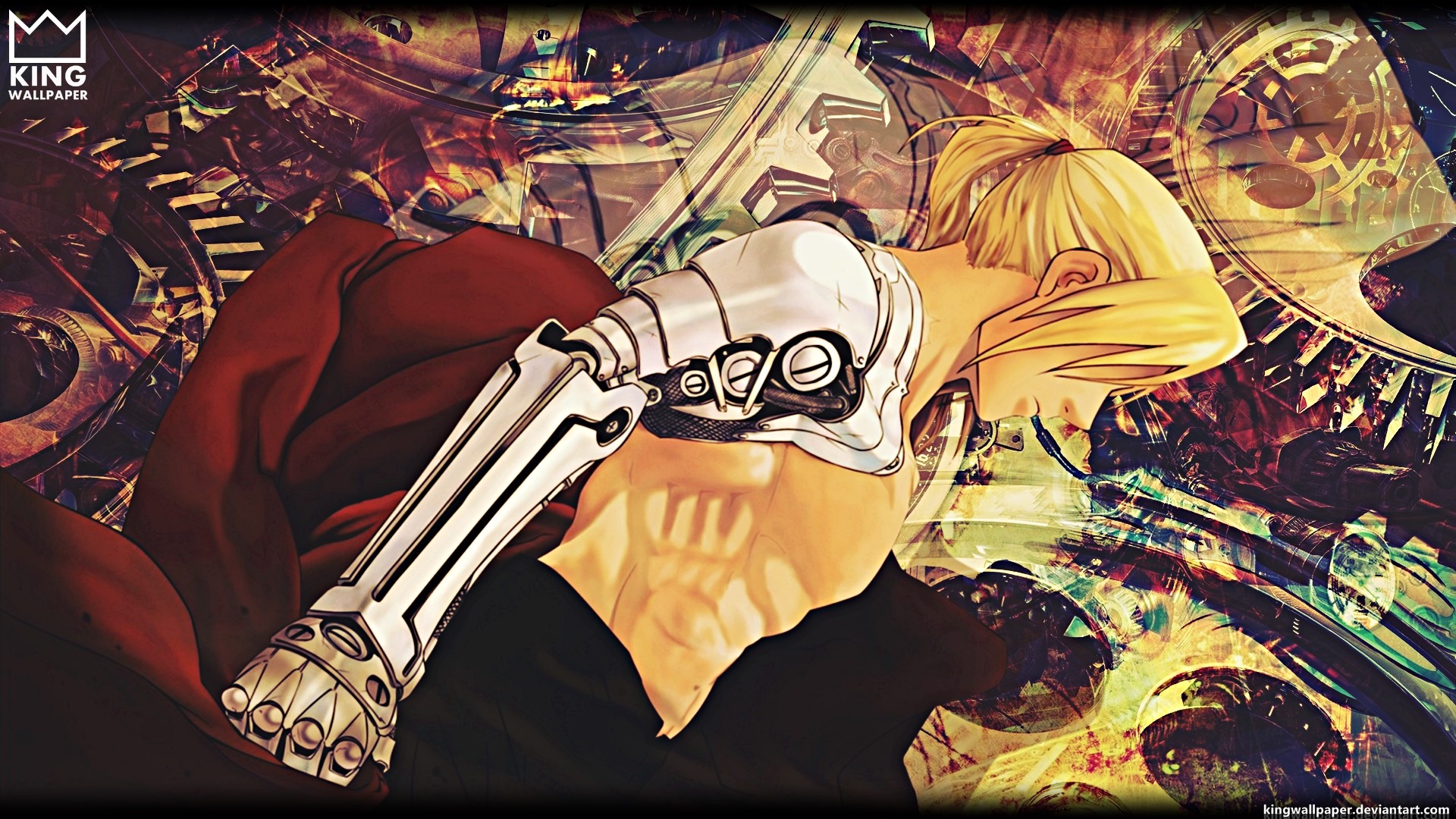 Edward Elric, Fullmetal Alchemist, Automail, Ingranaggi, Full HD, sfondo Windows 11