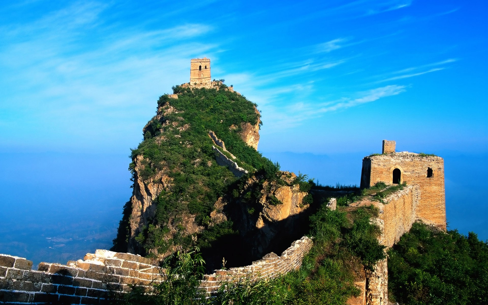 Grande Muraglia cinese, Cina, Torre di guardia, Cielo azzurro, 1920x1200, sfondo per PC