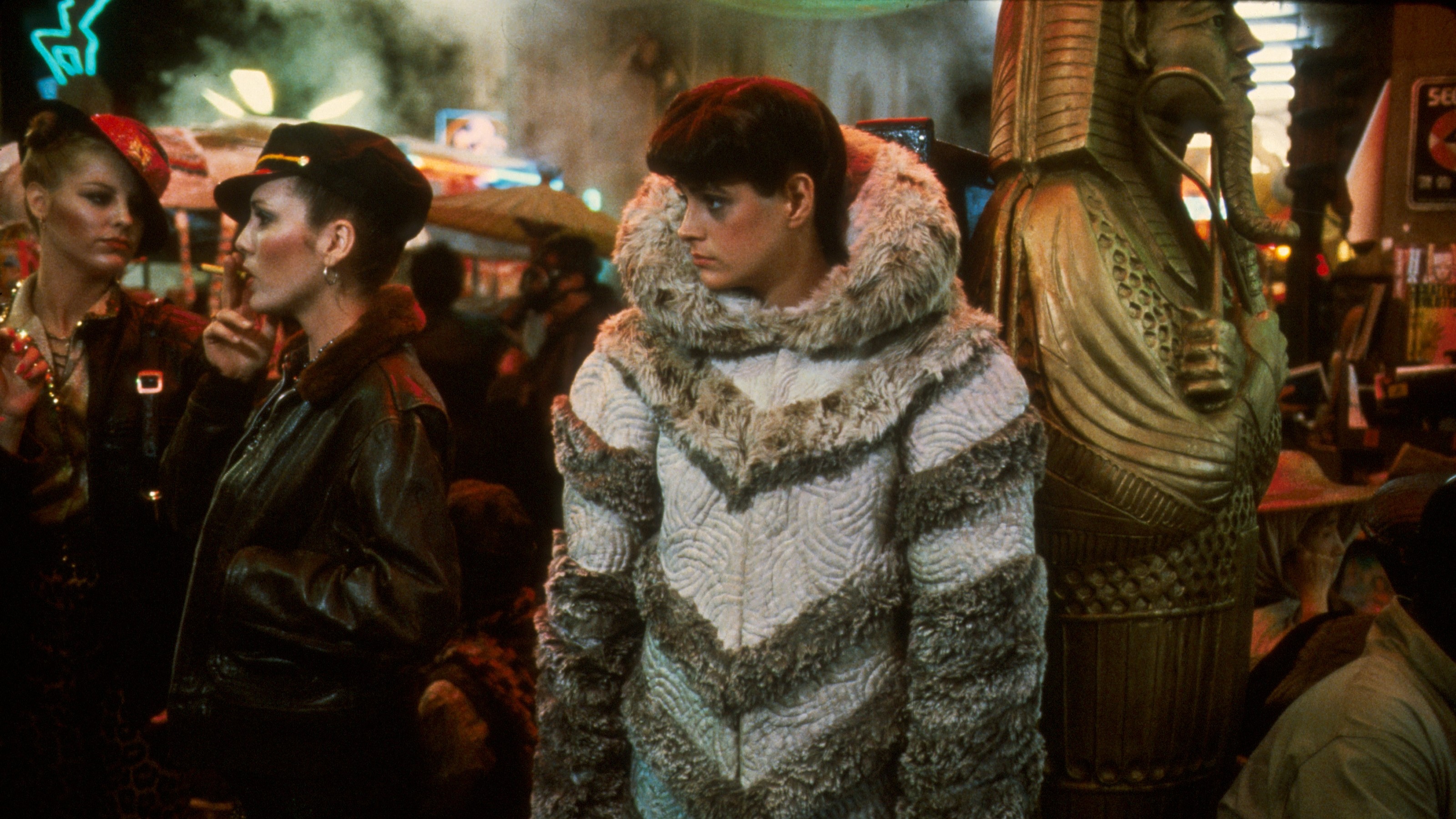 Blade Runner, Rachael, Sean Young, Folla, Pelliccia, 2K, sfondo per PC e portatile