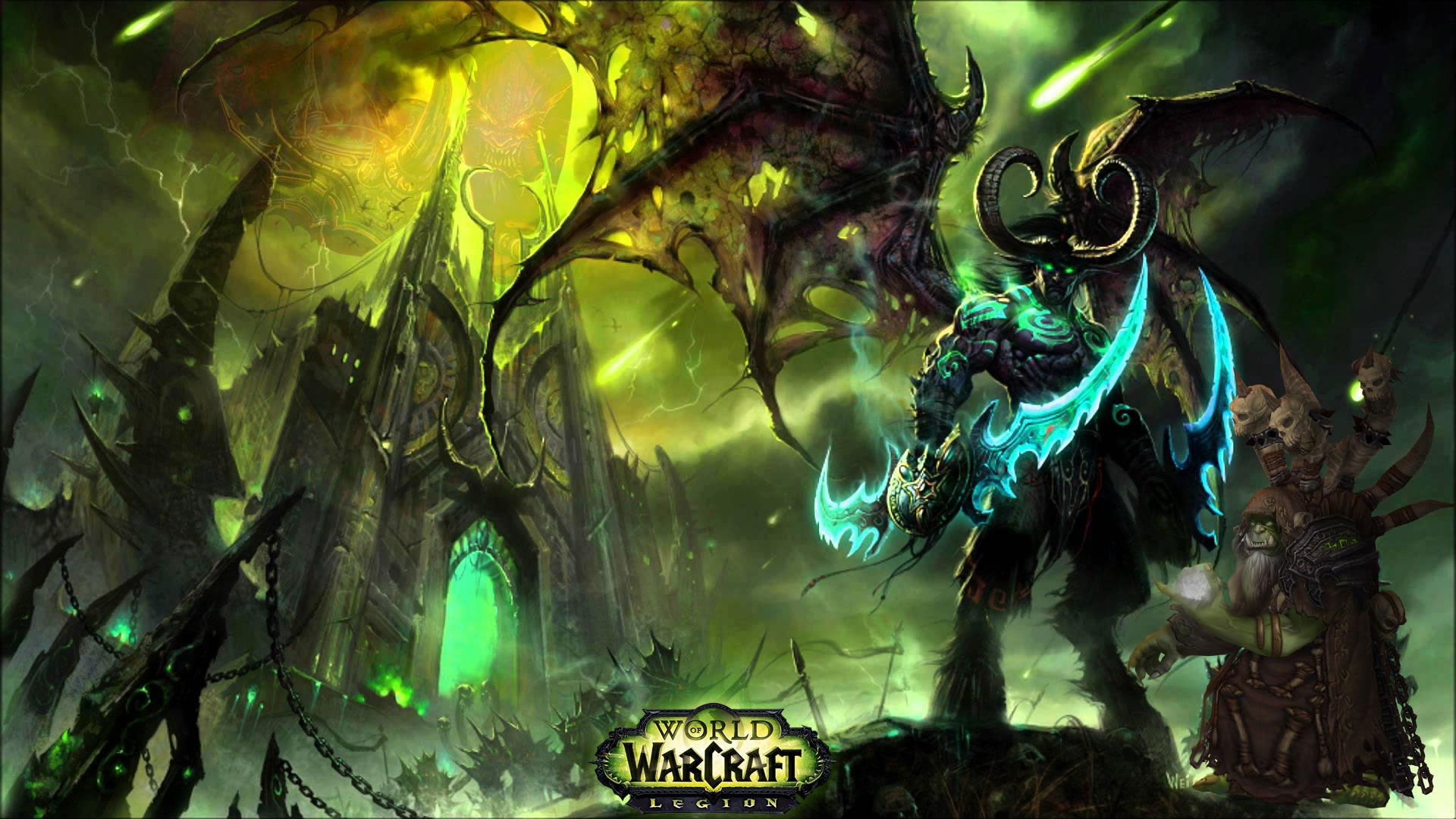 World of Warcraft: Legion, Illidan Stormrage, Warcraft, Fuoco verde, Demoni, sfondo 1080p