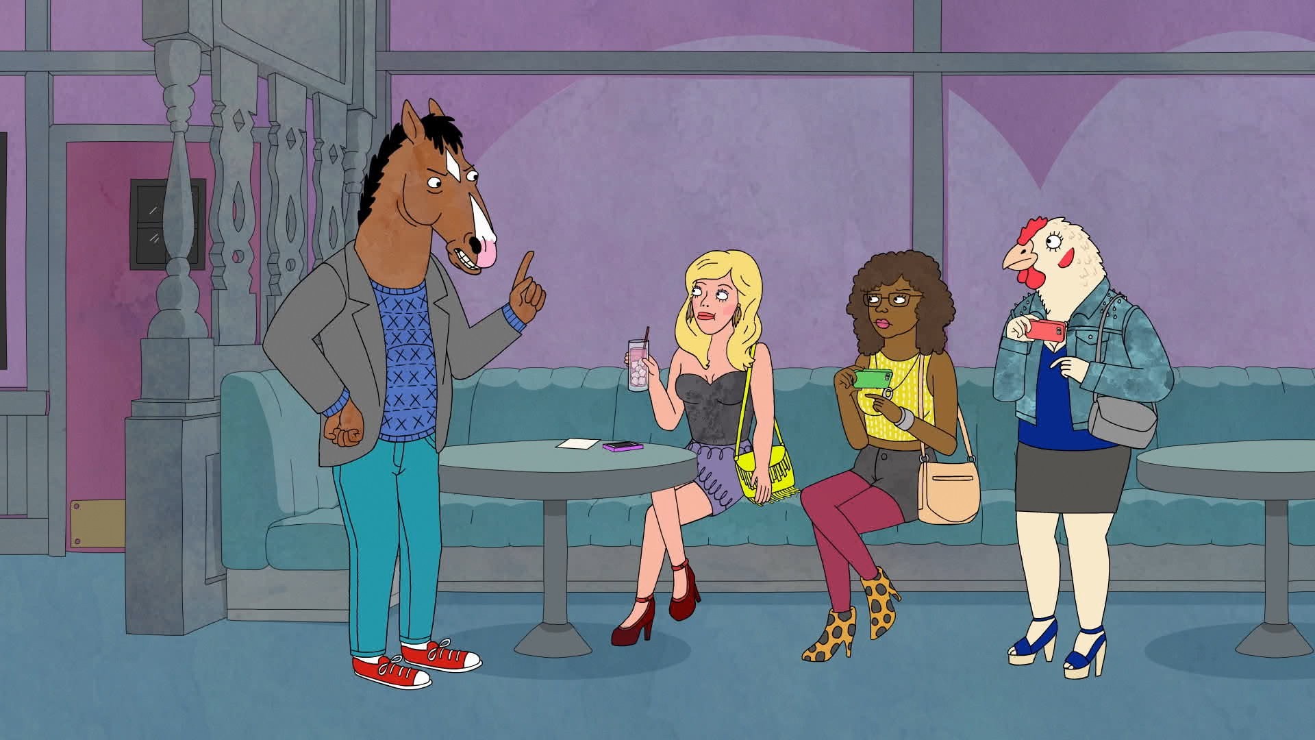 BoJack Horseman, Bar, Ragazze, Notte, 1920x1080, immagine di sfondo
