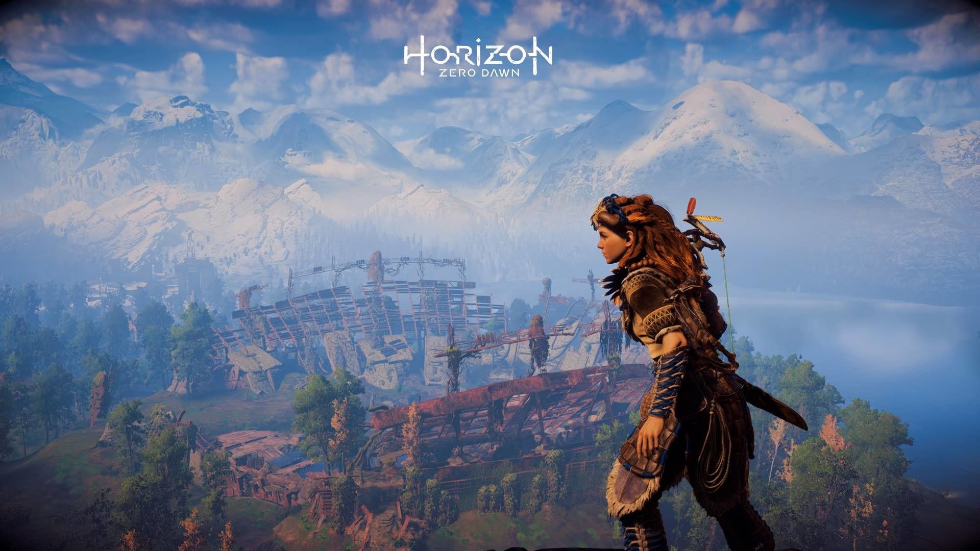 Aloy, Horizon Zero Dawn, Logo, Panorama, 16:9 Full HD, wallpaper widescreen