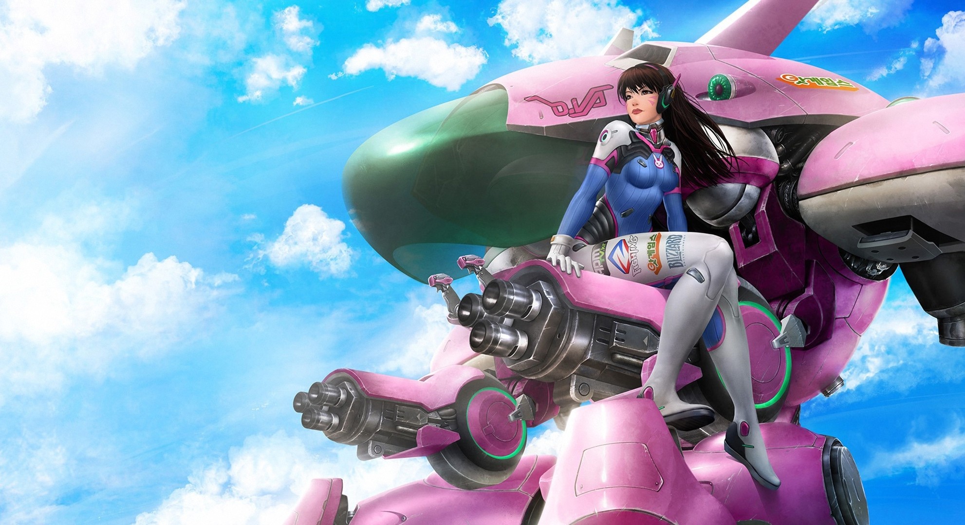 D.Va, MEKA, Overwatch, Cielo, Full HD, sfondo per PC