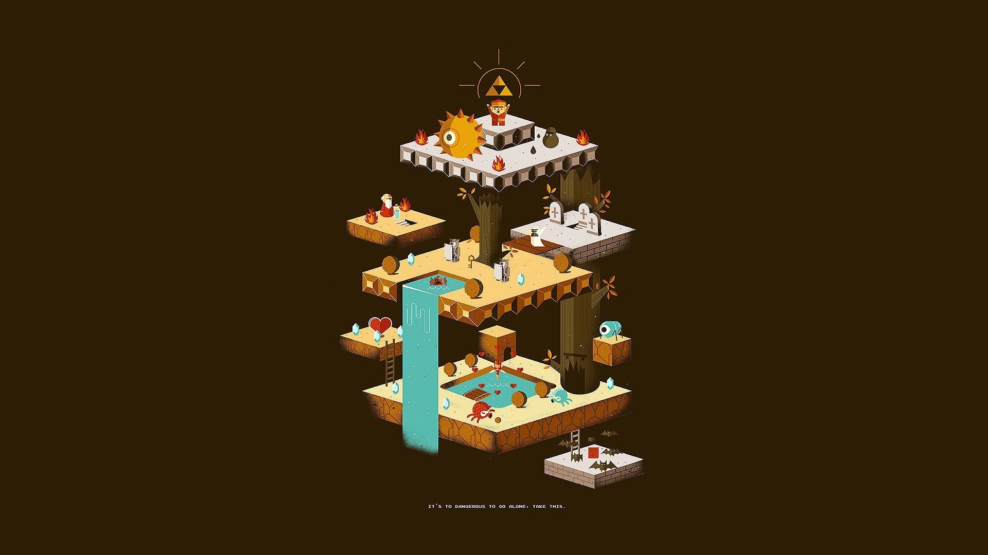 The Legend of Zelda, Isometrico, Dungeon, Pixel art, Full HD 1080p, sfondo desktop