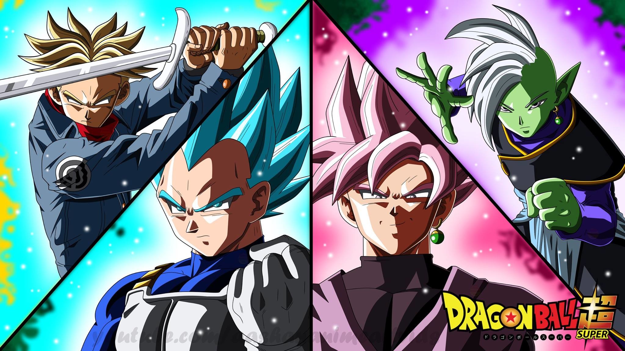 Trunks del futuro, Vegeta, Goku Black, Zamasu, Dragon Ball Super, sfondo per portatile
