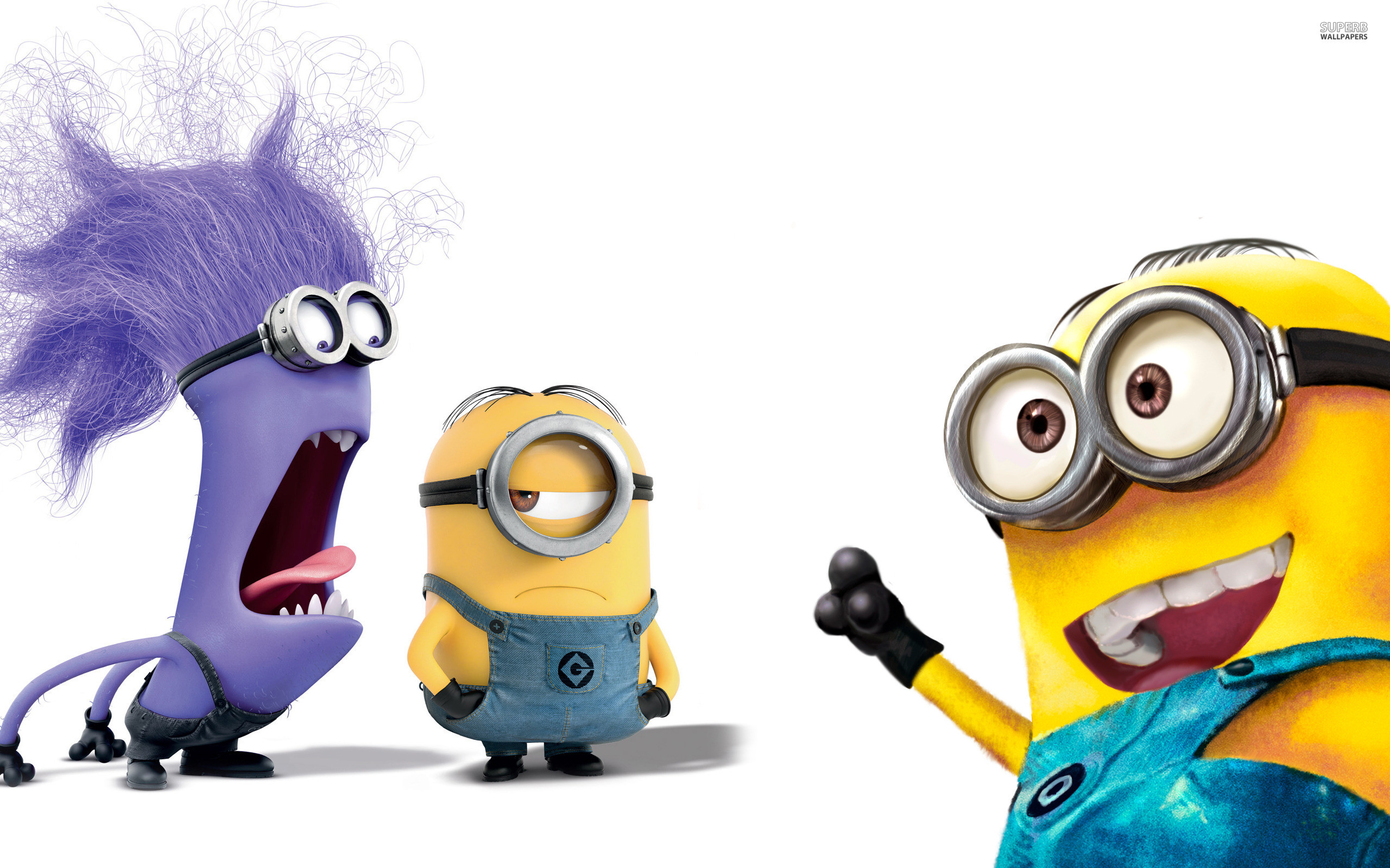Minion viola, Minion, Cattivissimo me 2, Sfondo bianco, 2K, wallpaper per PC