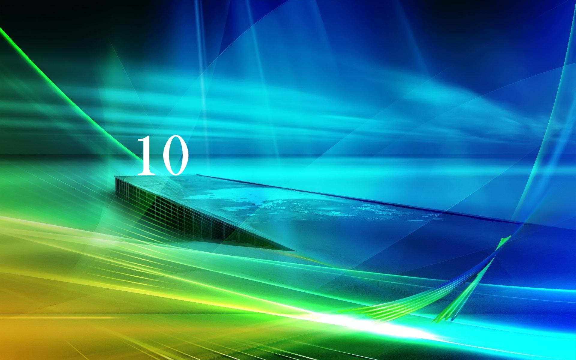 Windows 10, Onde luminose, Verde e blu, Astratto, 16:10 Full HD, sfondo widescreen