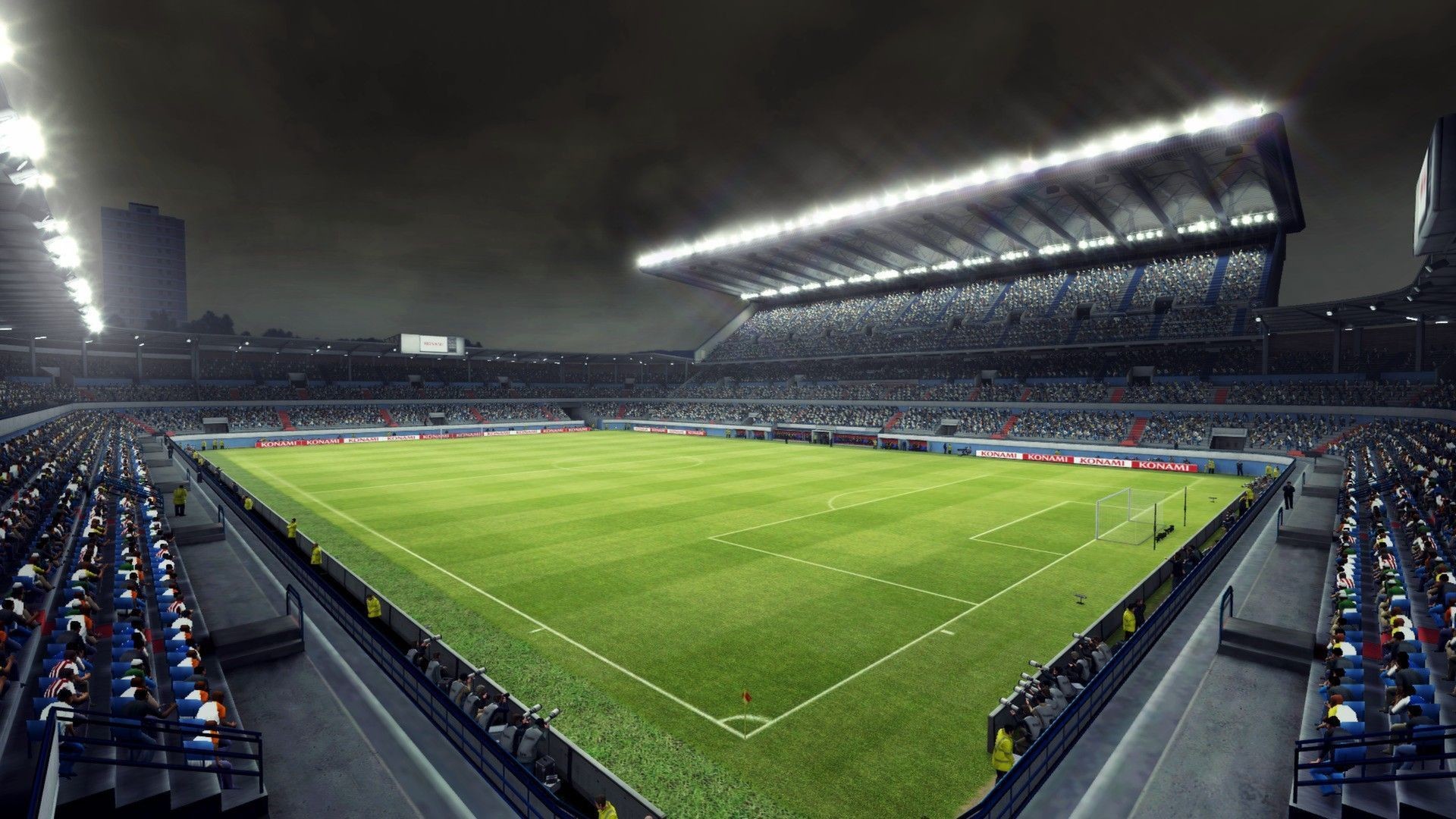 Stadio, Notte, Riflettori, Campo da calcio, Full HD, sfondo per PC e portatile