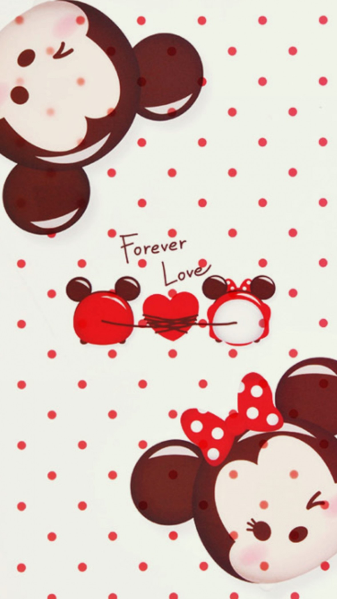 Topolino, Minni, Disney, Pois, Amore, Full HD, sfondo iPhone