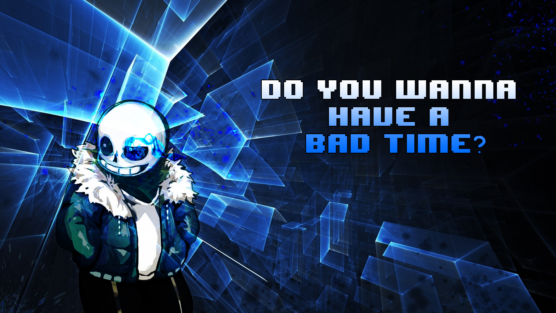 Sans, Undertale, Do you wanna have a bad time?, Citazione, Blu, Full HD, sfondo per PC e portatile