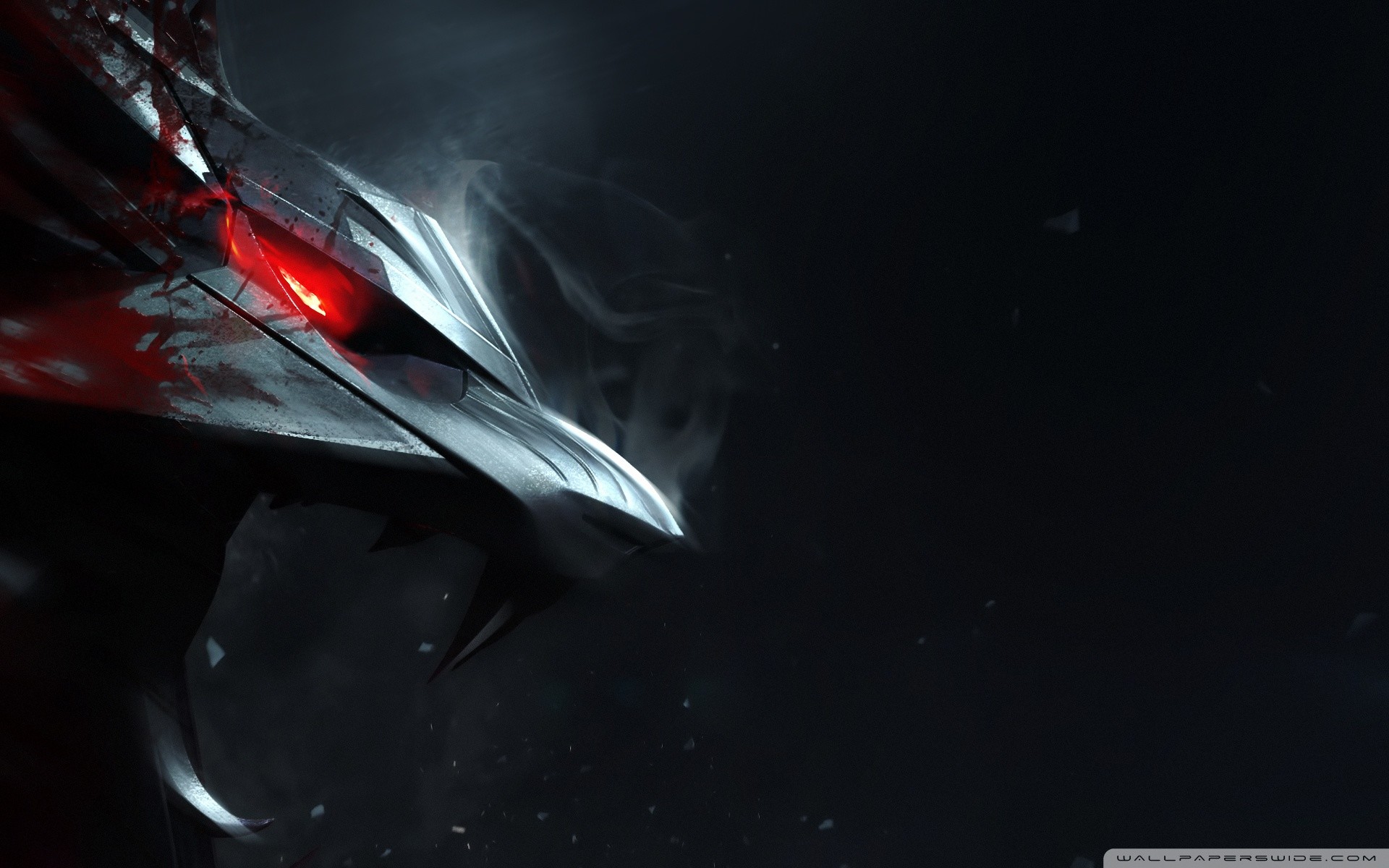 Medaglione del Lupo, The Witcher 3: Wild Hunt, Occhi rossi, Scuro, sfondo Full HD per PC