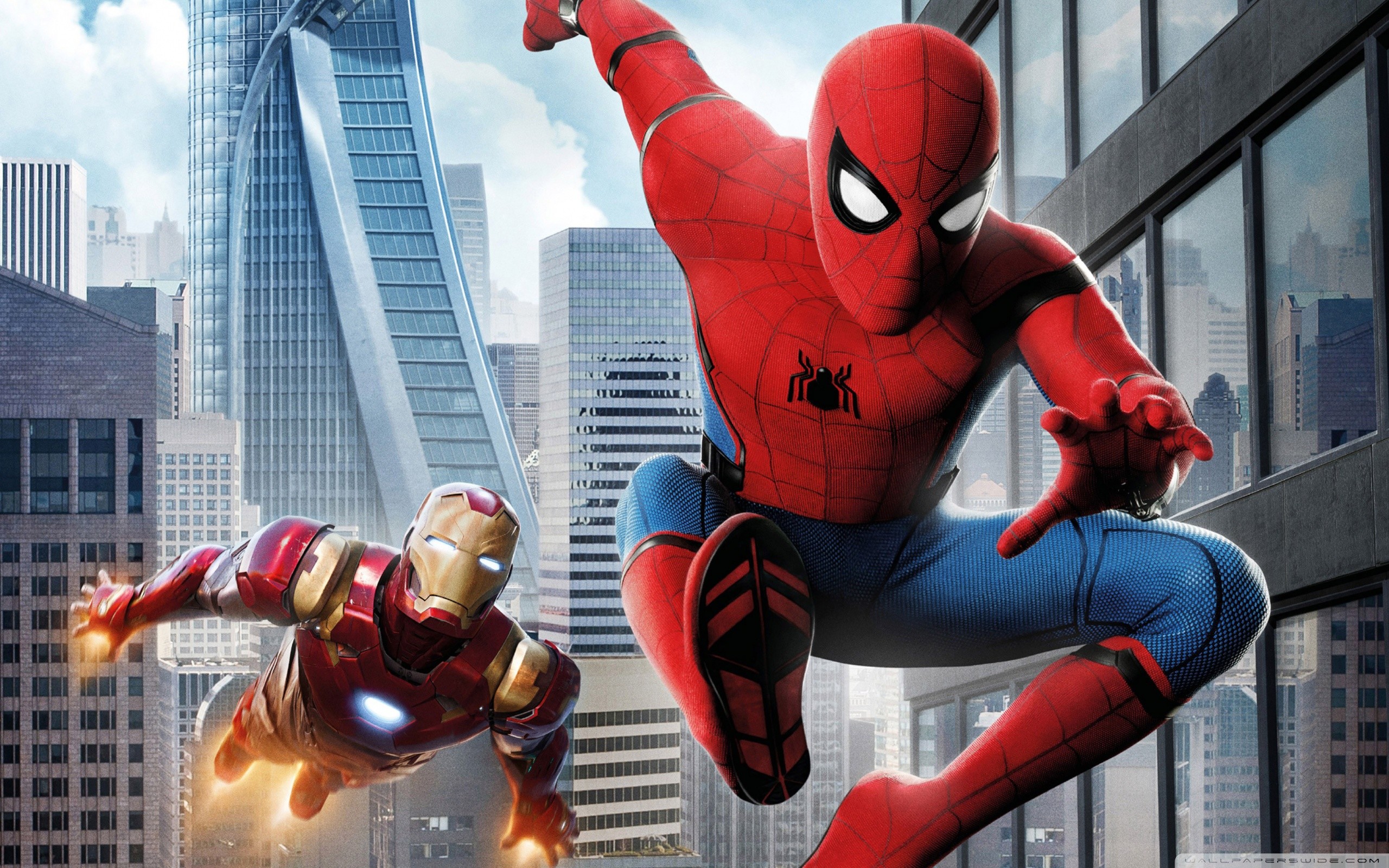 Spider-Man, Iron Man, Spider-Man: Homecoming, Grattacieli, 2K, sfondo desktop