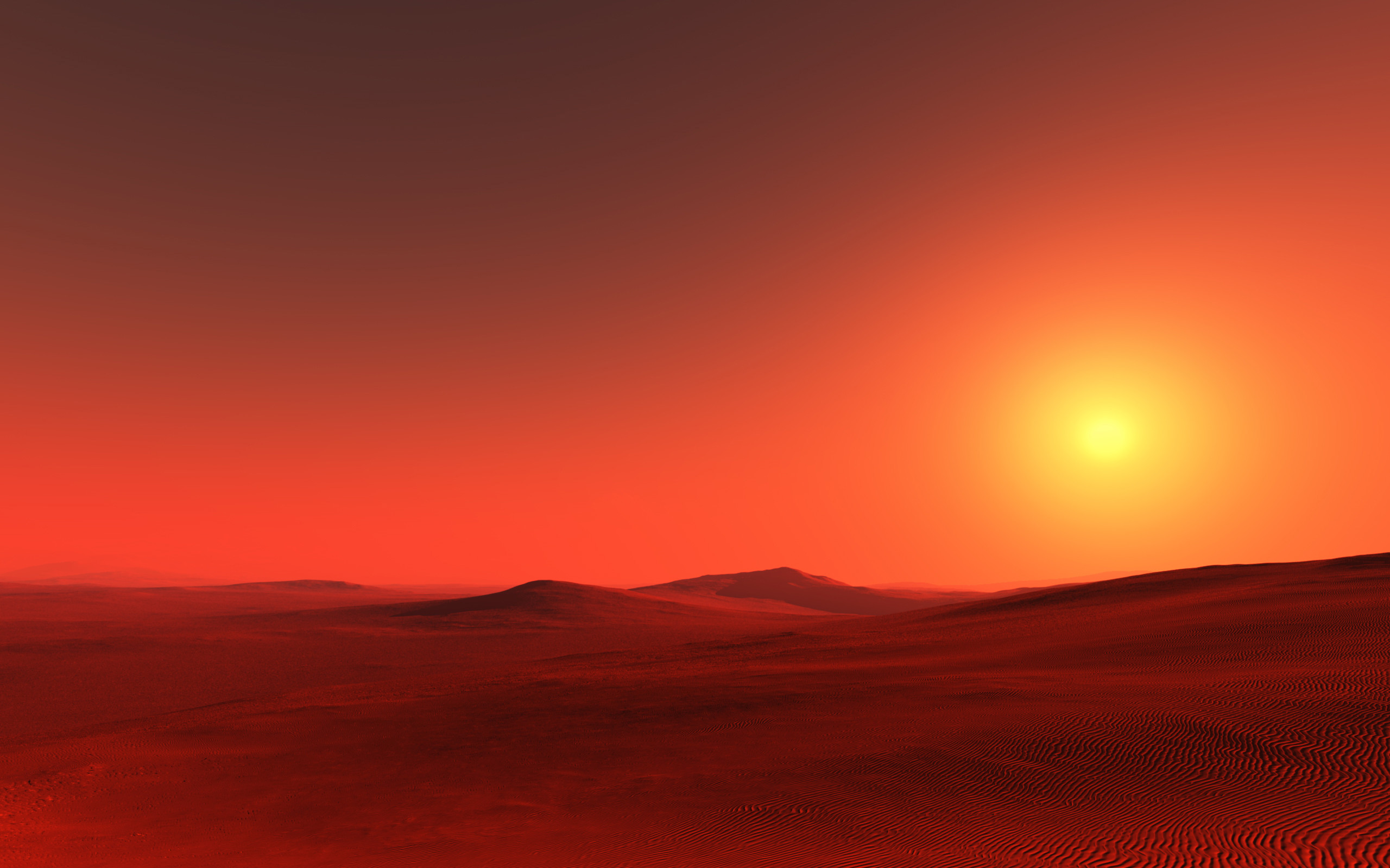 Deserto, Dune, Sole, Rosso, 2K, sfondo per portatile
