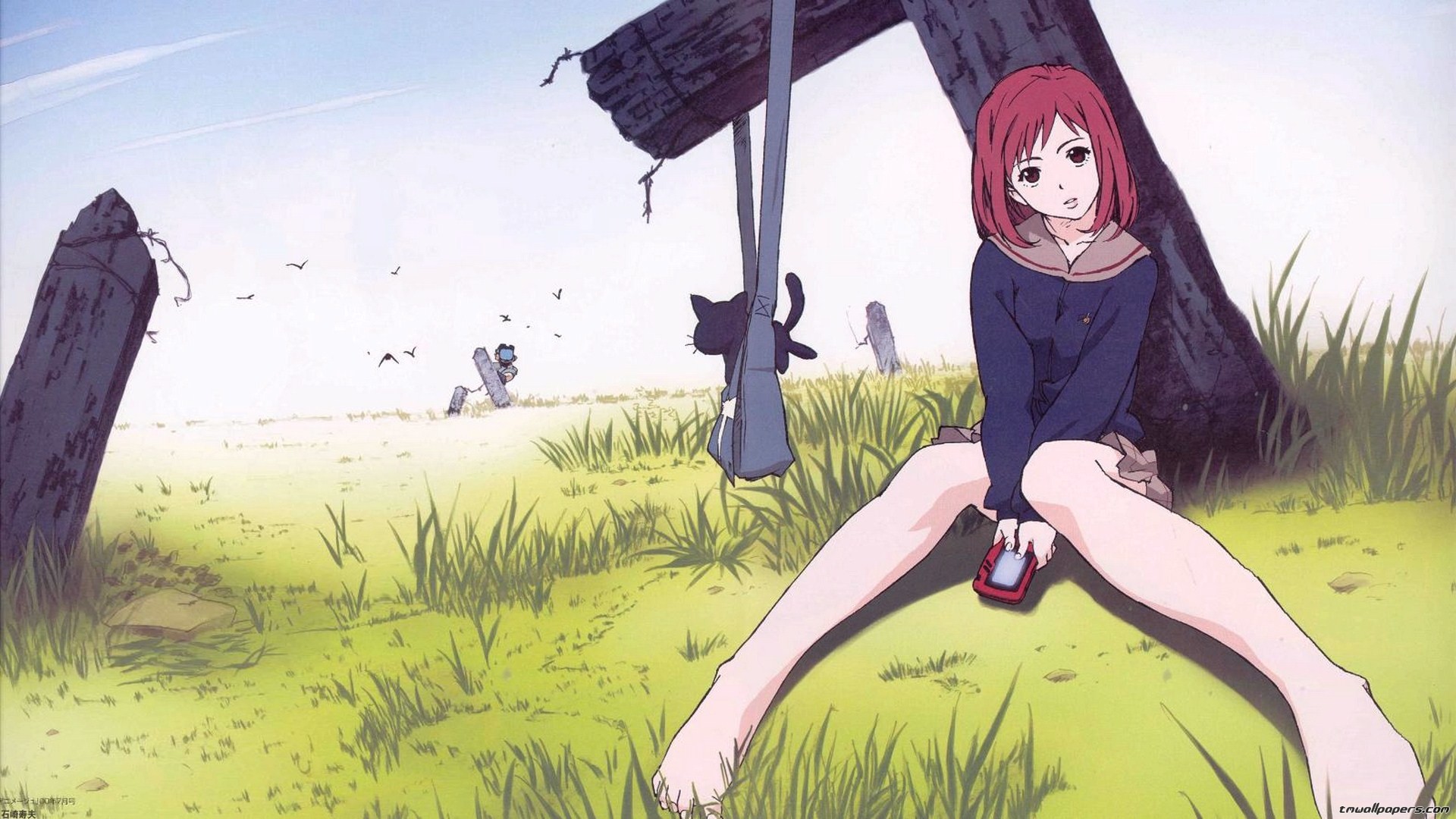 FLCL, Haruko Haruhara, Prato, Ragazza anime, Full HD, sfondo Windows 11