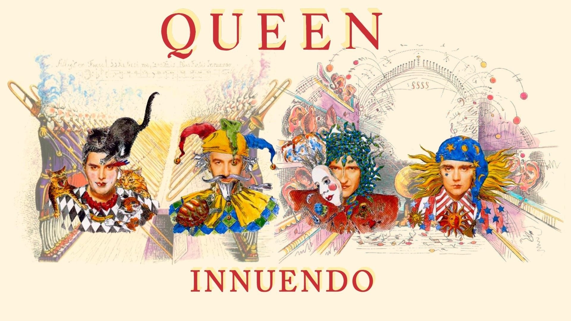 Queen, Innuendo, Copertina album, Grandville, 1920x1080, sfondo per PC