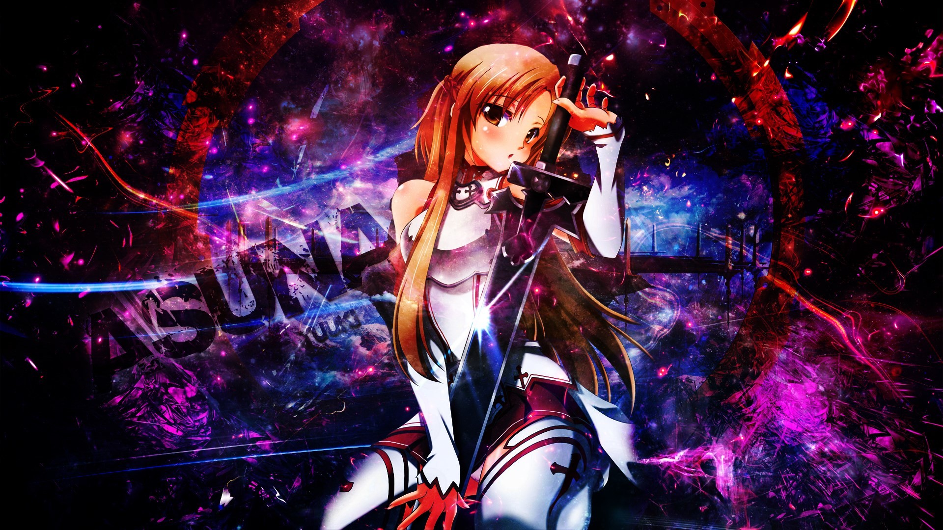 Asuna, Sword Art Online, Galassia, Arte digitale, 1920x1080, wallpaper desktop
