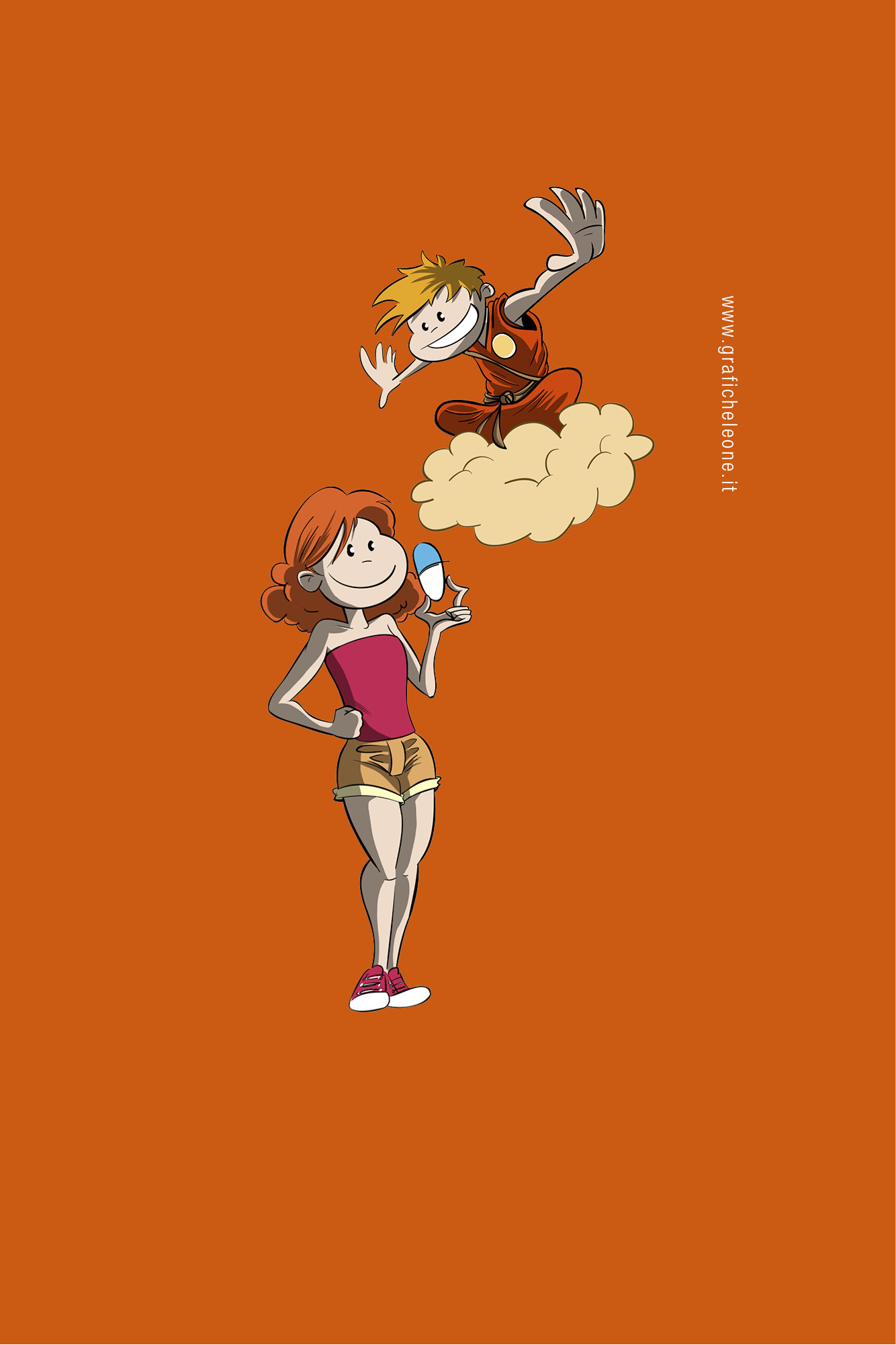 Personaggi cartoon, Illustrazione, Sfondo arancione, Full HD, schermata di blocco iPhone 4S