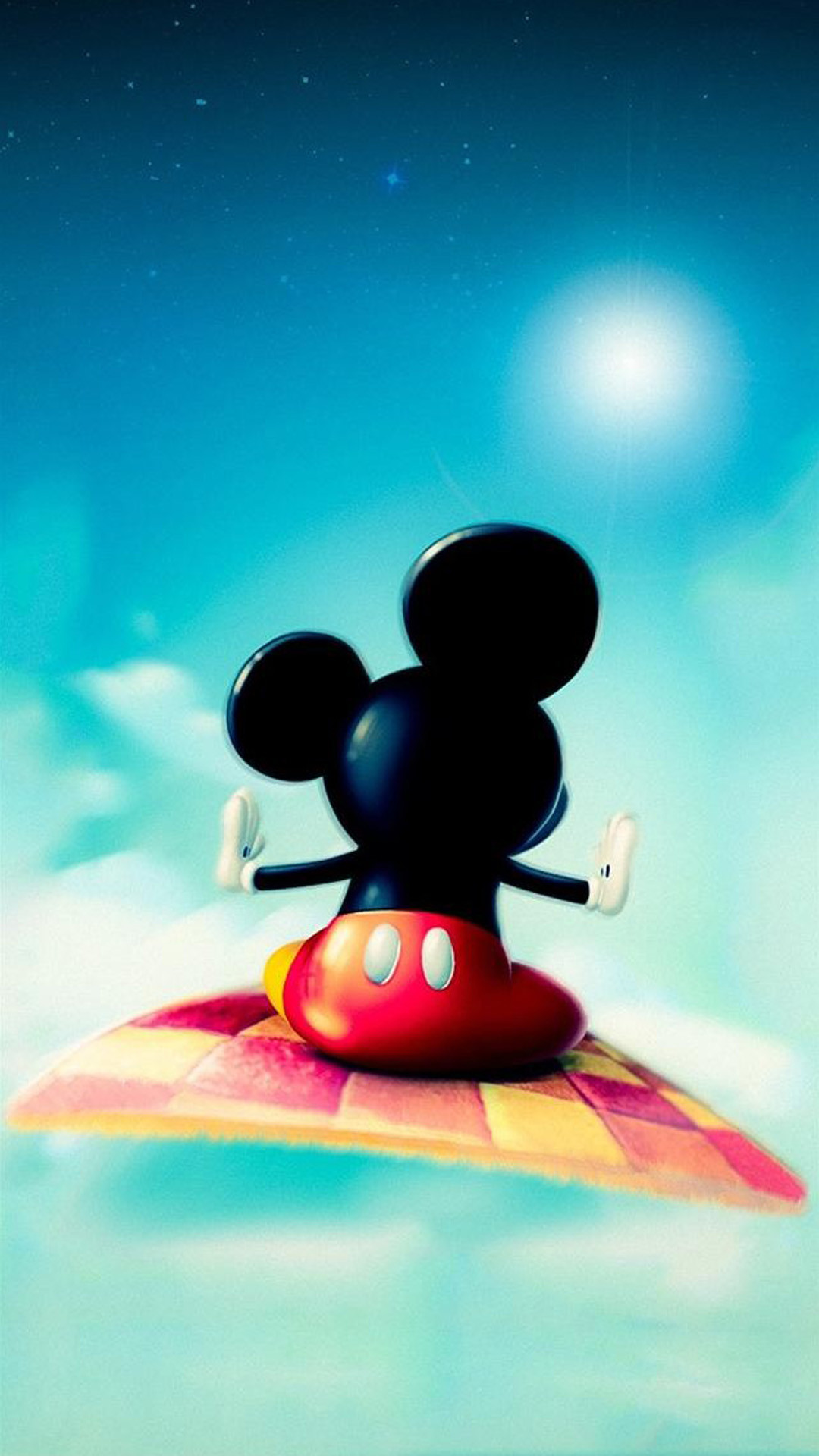 Topolino, Disney, Tappeto volante, Azzurro, Full HD, schermata di blocco iPhone 6 Plus