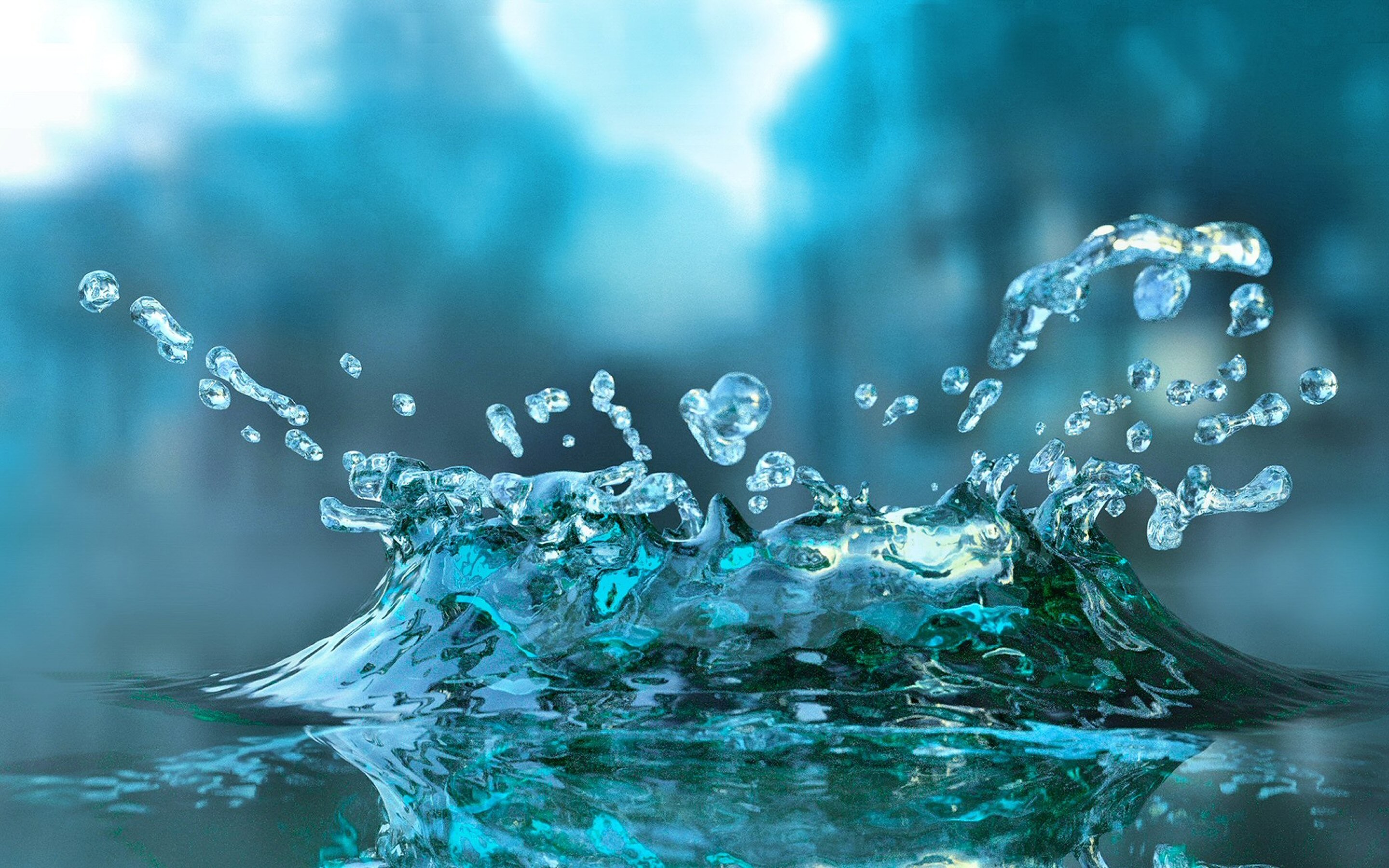 Spruzzo d'acqua, Gocce, Turchese, 2K, sfondo per PC e portatile