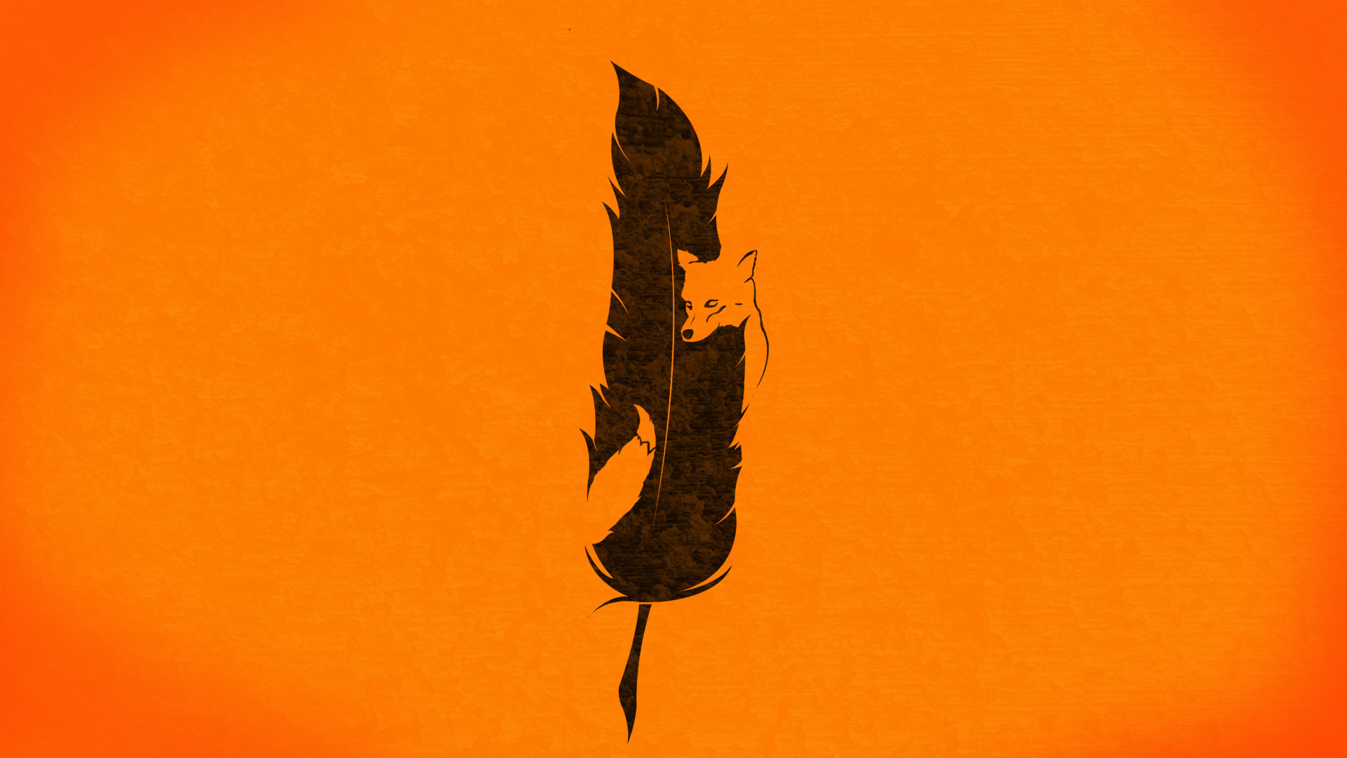 Volpe, Piuma, Silhouette, Arancione, 1920x1080, sfondo per PC