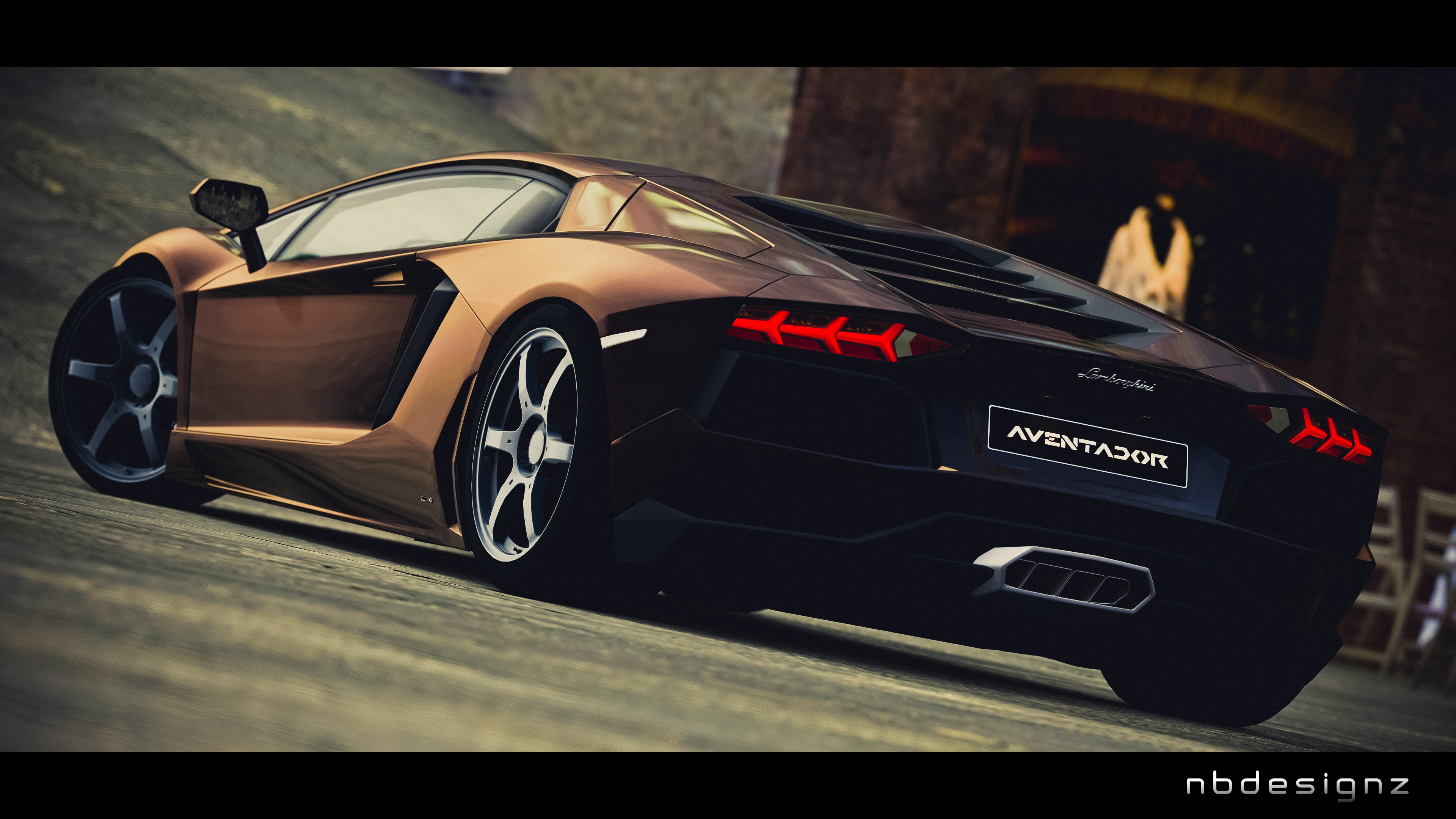 Lamborghini Aventador, Bronzo, Vista posteriore, Supercar, 4K 2160p, sfondo desktop