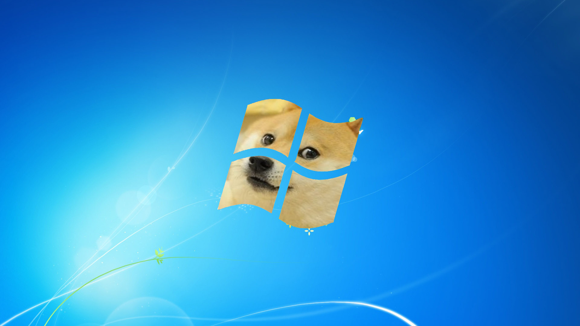 Doge, Logo Windows, Windows 7, Parodia, Full HD, sfondo desktop