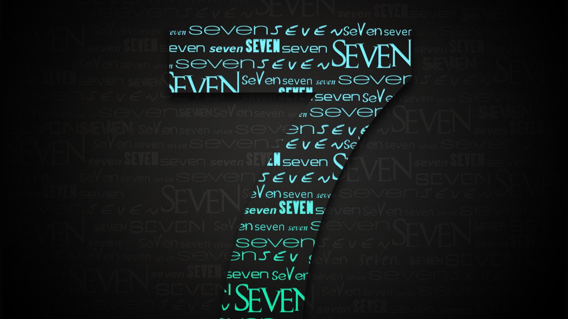 Windows 7, Seven, Tipografia, Sfondo nero, Full HD, wallpaper per computer