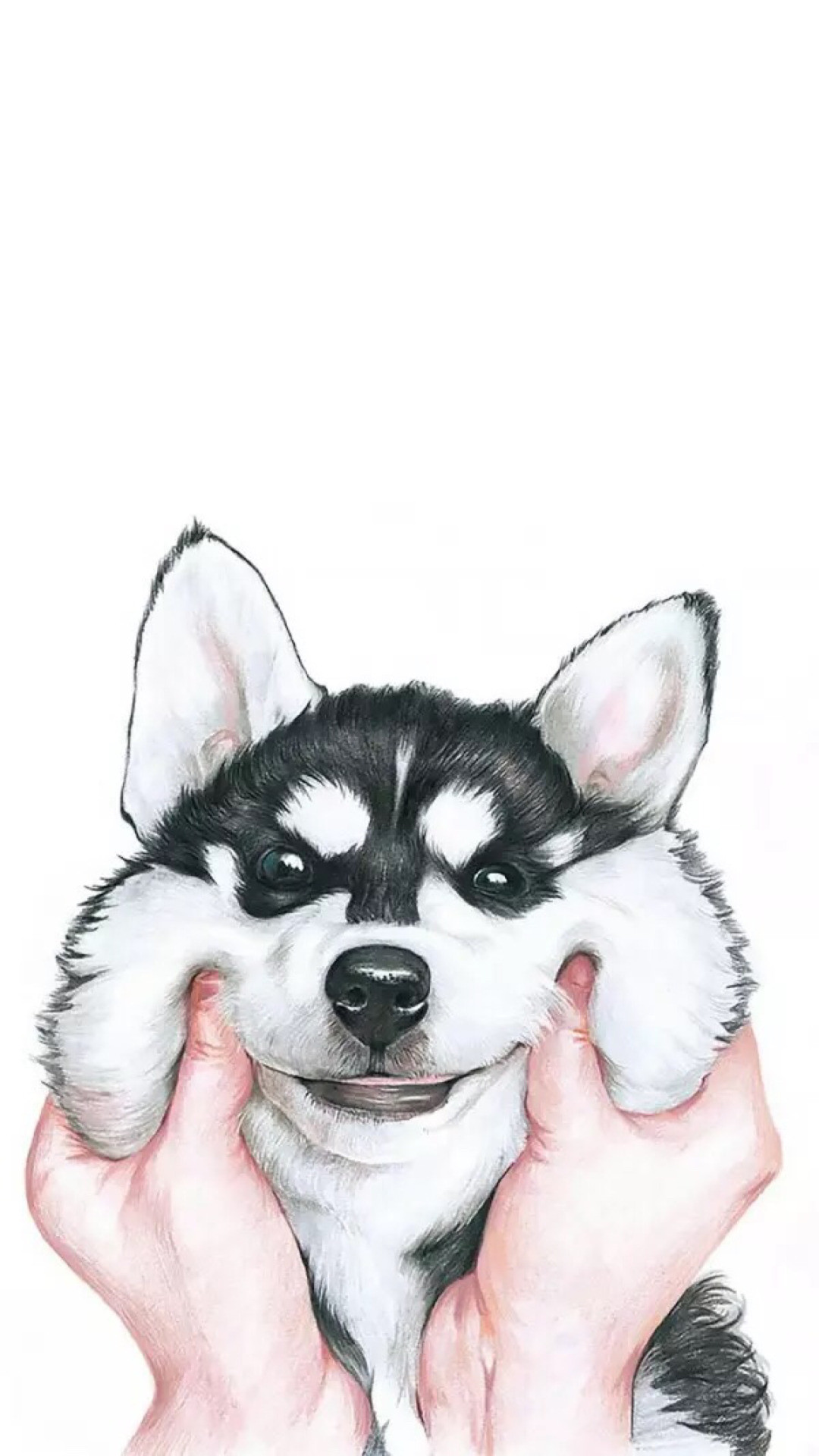 Husky siberiano, Cane, Mani, Disegno, wallpaper iPhone