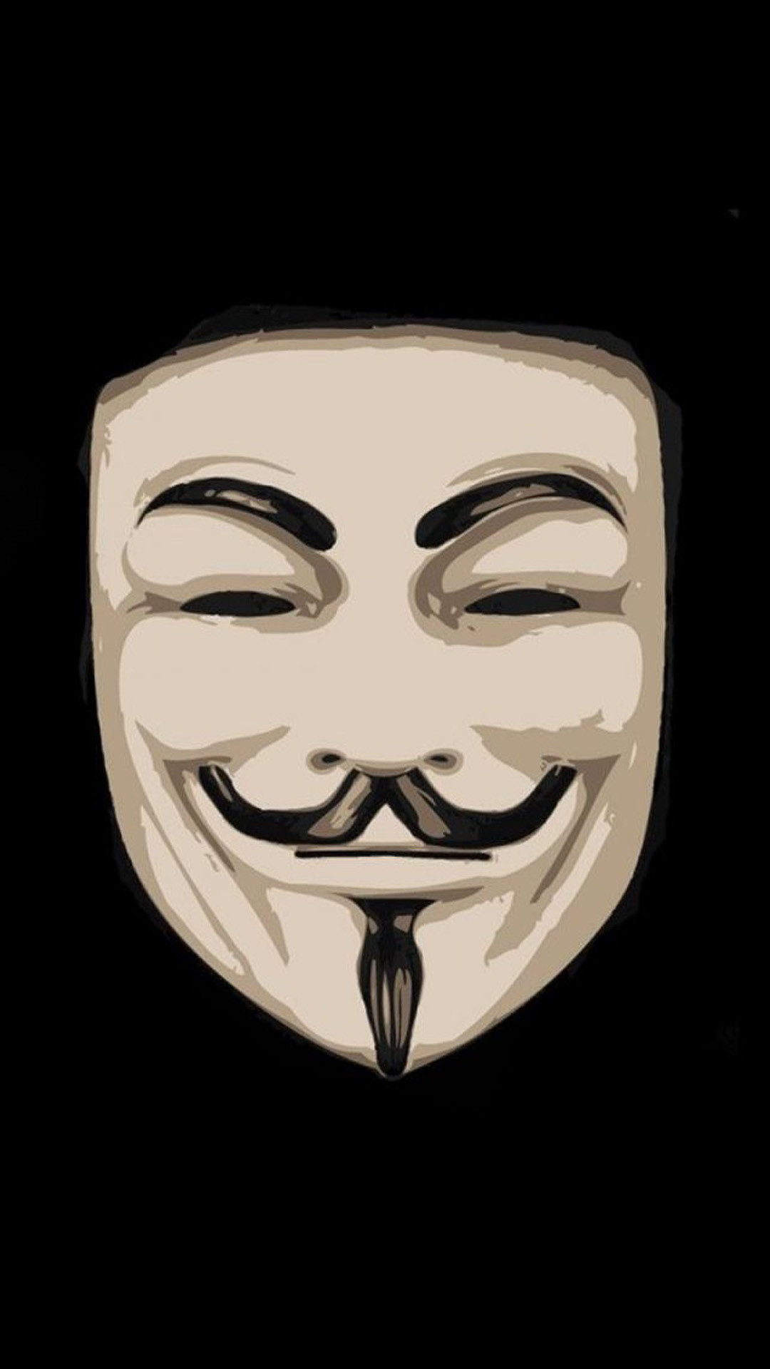 Maschera di Guy Fawkes, V per Vendetta, Anonymous, Sfondo nero, Full HD, schermata di blocco del cellulare
