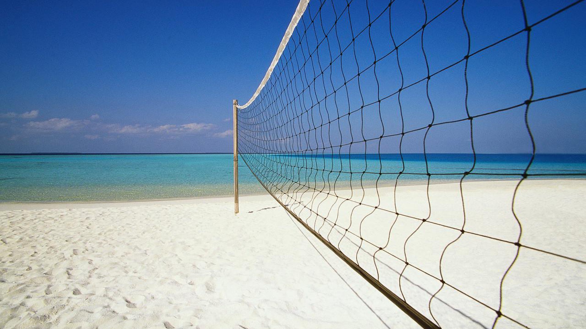 Rete da pallavolo, Spiaggia, Mare, Beach volley, Full HD, sfondo Windows 11