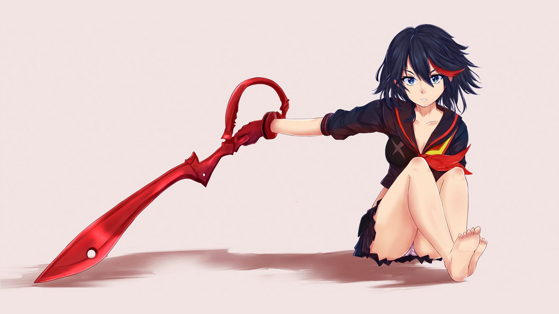 Ryuko Matoi, Kill la Kill, Forbice-spada, Sfondo chiaro, Full HD, wallpaper desktop