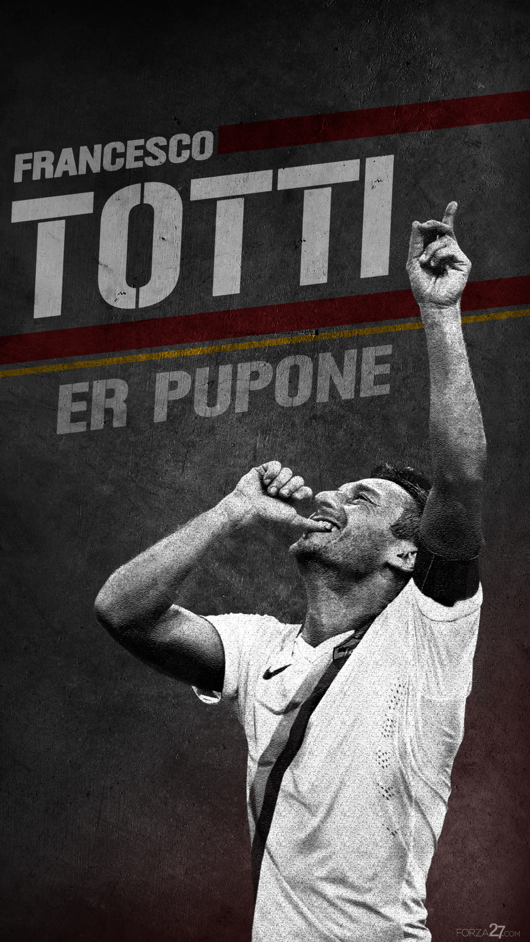 Francesco Totti, Er Pupone, Bianco e nero, Esultanza, Full HD, sfondo verticale per cellulare