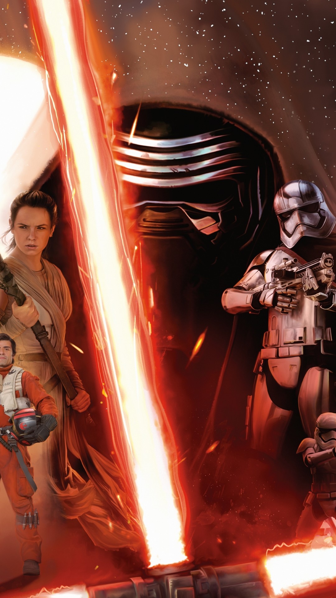 Kylo Ren, Rey, Star Wars: Il risveglio della Forza, Poster, wallpaper per iPhone e Android