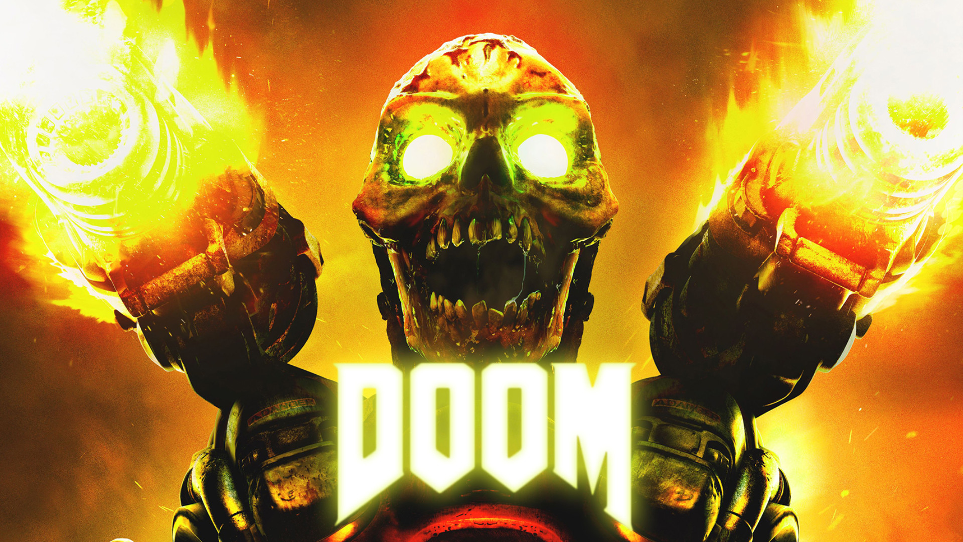 Revenant, Doom (2016), Logo, Fiamme, Teschio, Full HD, wallpaper desktop