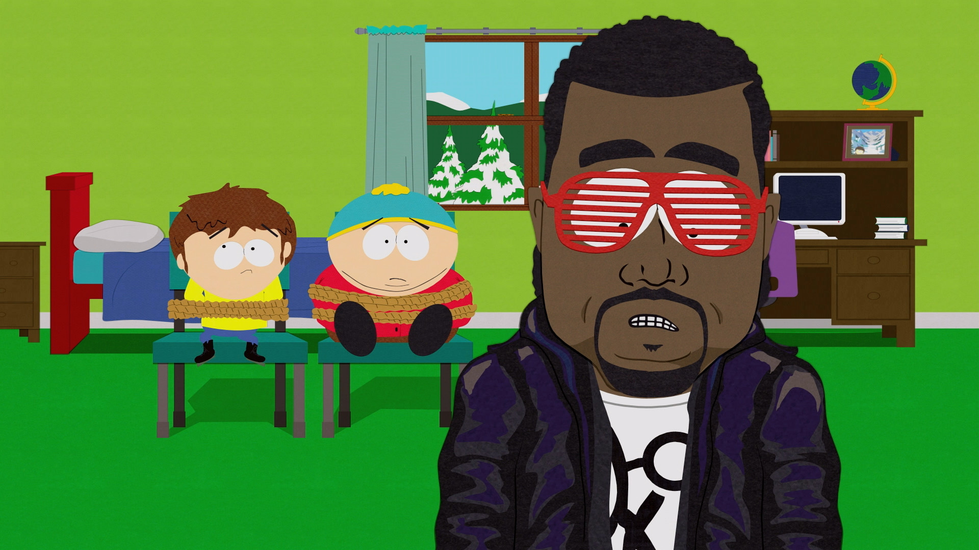 Kanye West, South Park, Eric Cartman, Occhiali a persiana, Full HD, sfondo desktop