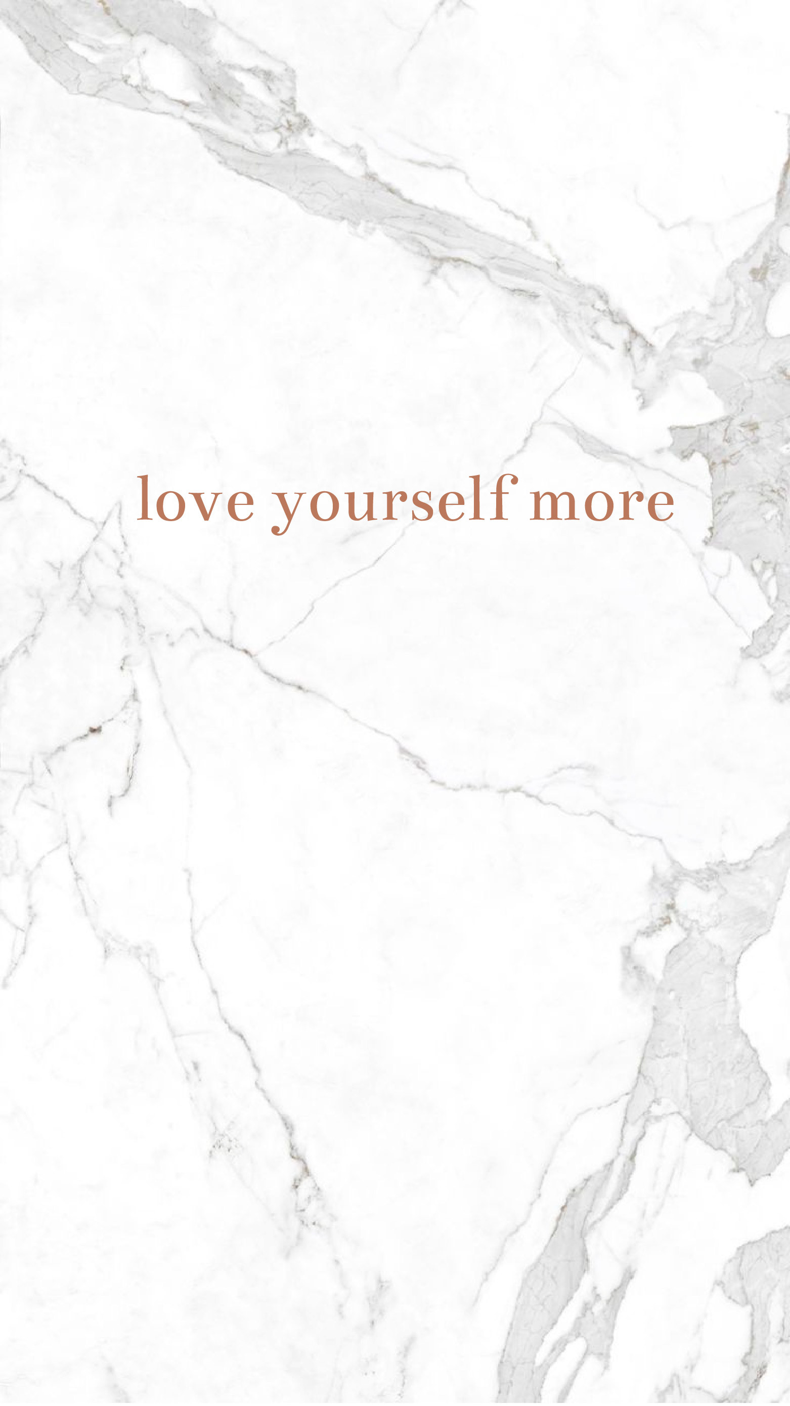 Love yourself more, Citazione, Marmo bianco, Minimalismo, wallpaper per iPhone e Android