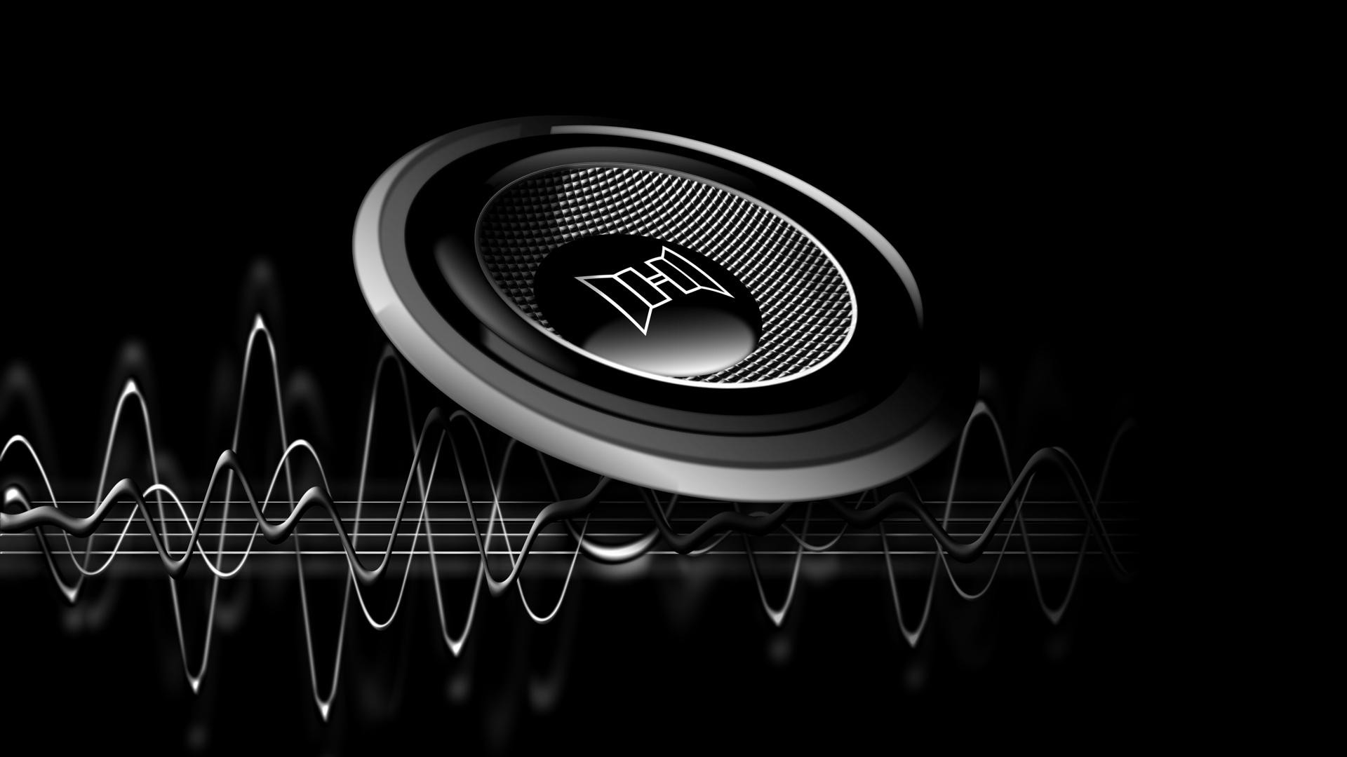 Altoparlante, Onde sonore, Sfondo nero, Full HD, wallpaper per PC