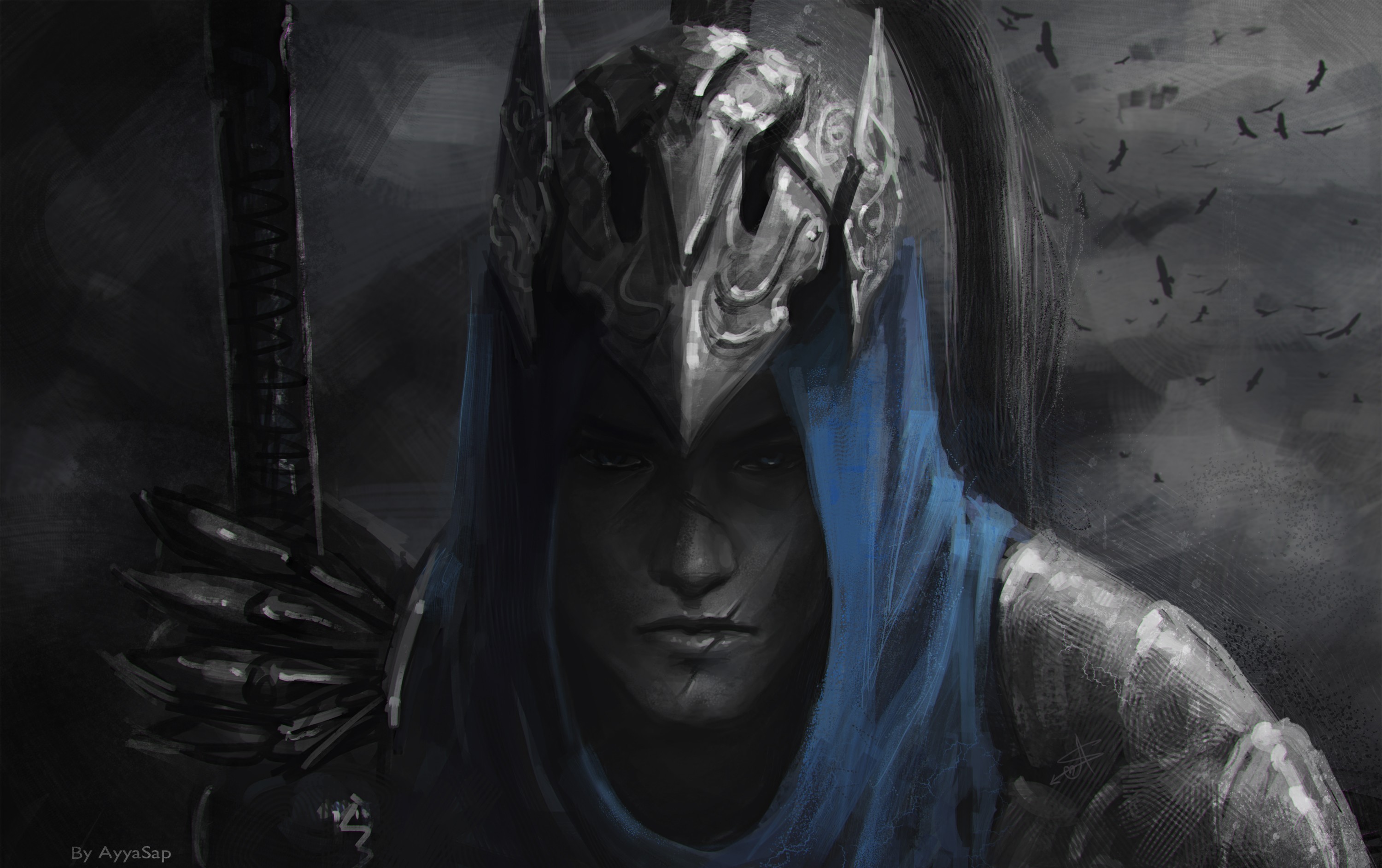 Artorias, Dark Souls, Cappuccio blu, Cavaliere, 2K, sfondo per PC e portatile