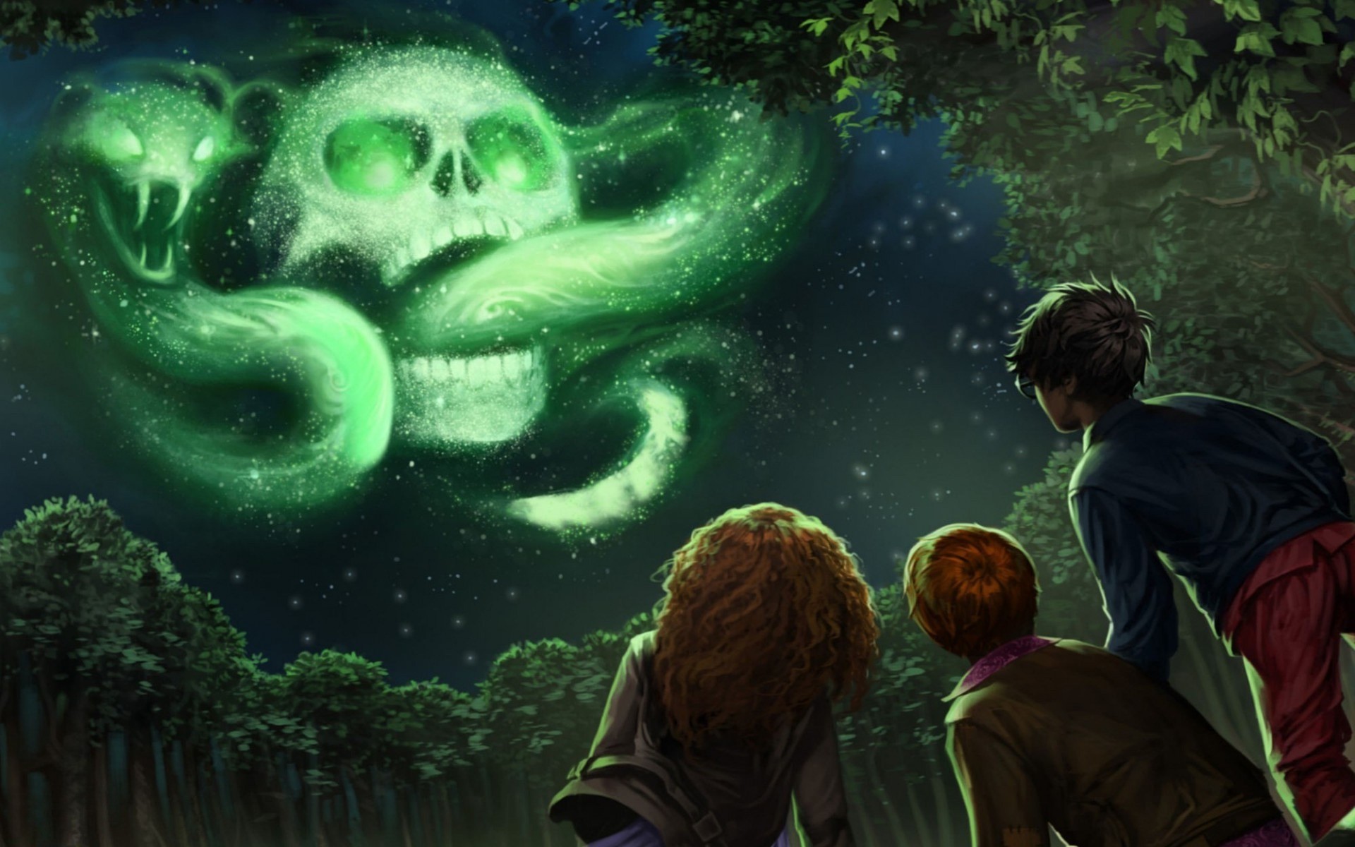 Marchio Nero, Harry Potter, Teschio e serpente, Notte, 1920x1200, sfondo MacBook Pro