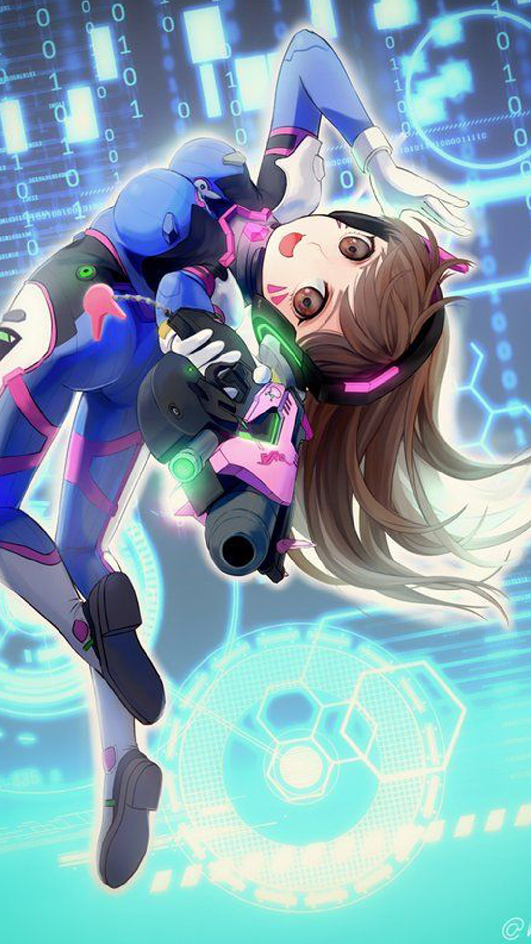 D.Va, Overwatch, Fan art, Ologramma, Full HD, sfondo verticale per cellulare