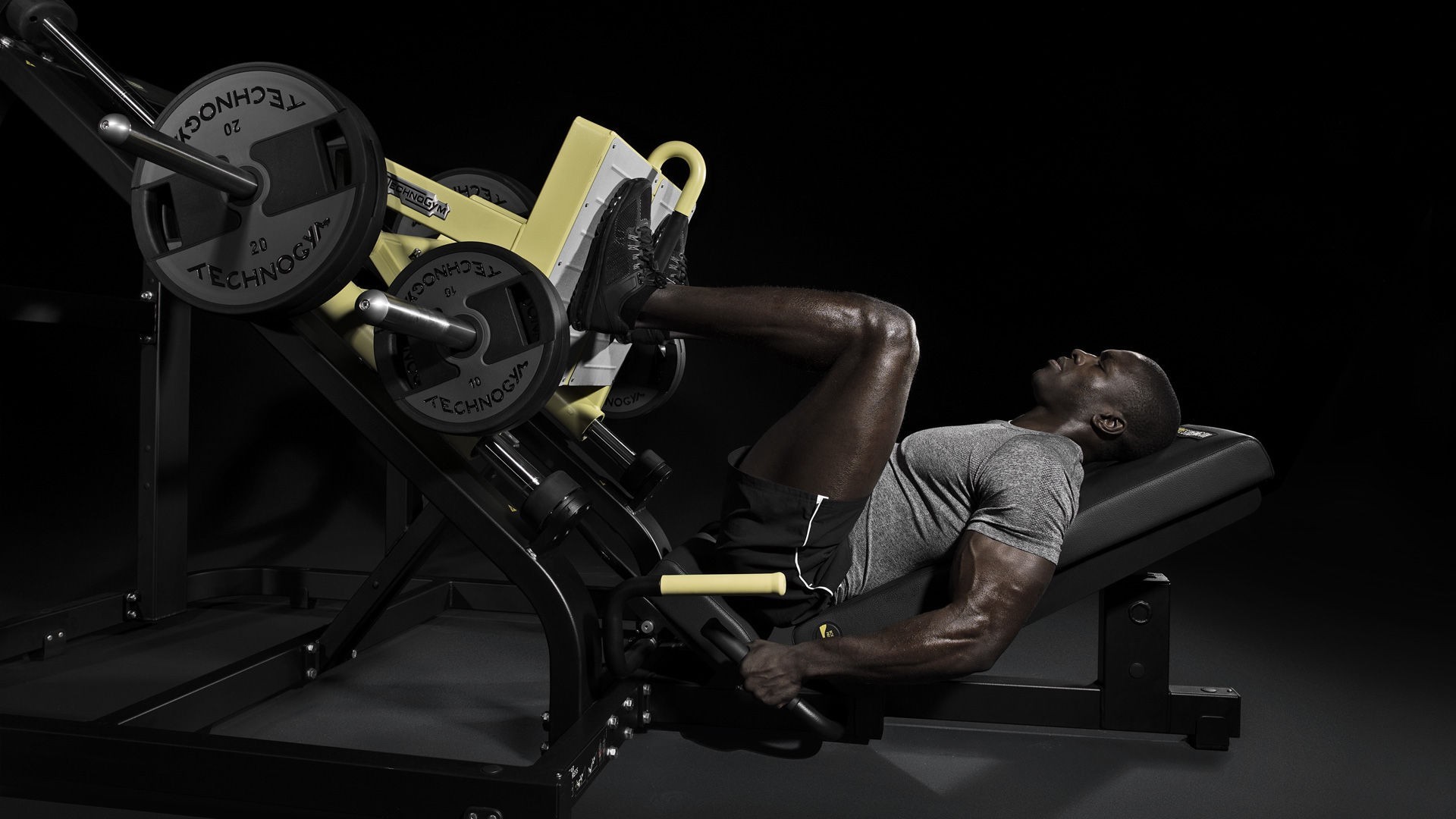 Leg press, Attrezzo da palestra, Sfondo scuro, Full HD, wallpaper per computer