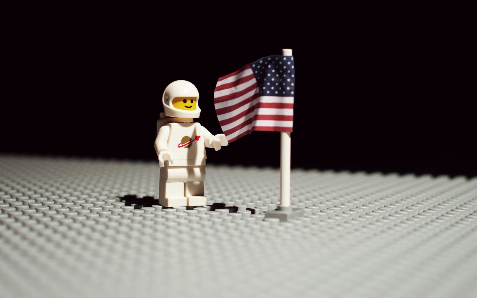Astronauta LEGO, Sbarco sulla Luna, Bandiera americana, Classic Space, sfondo MacBook Air
