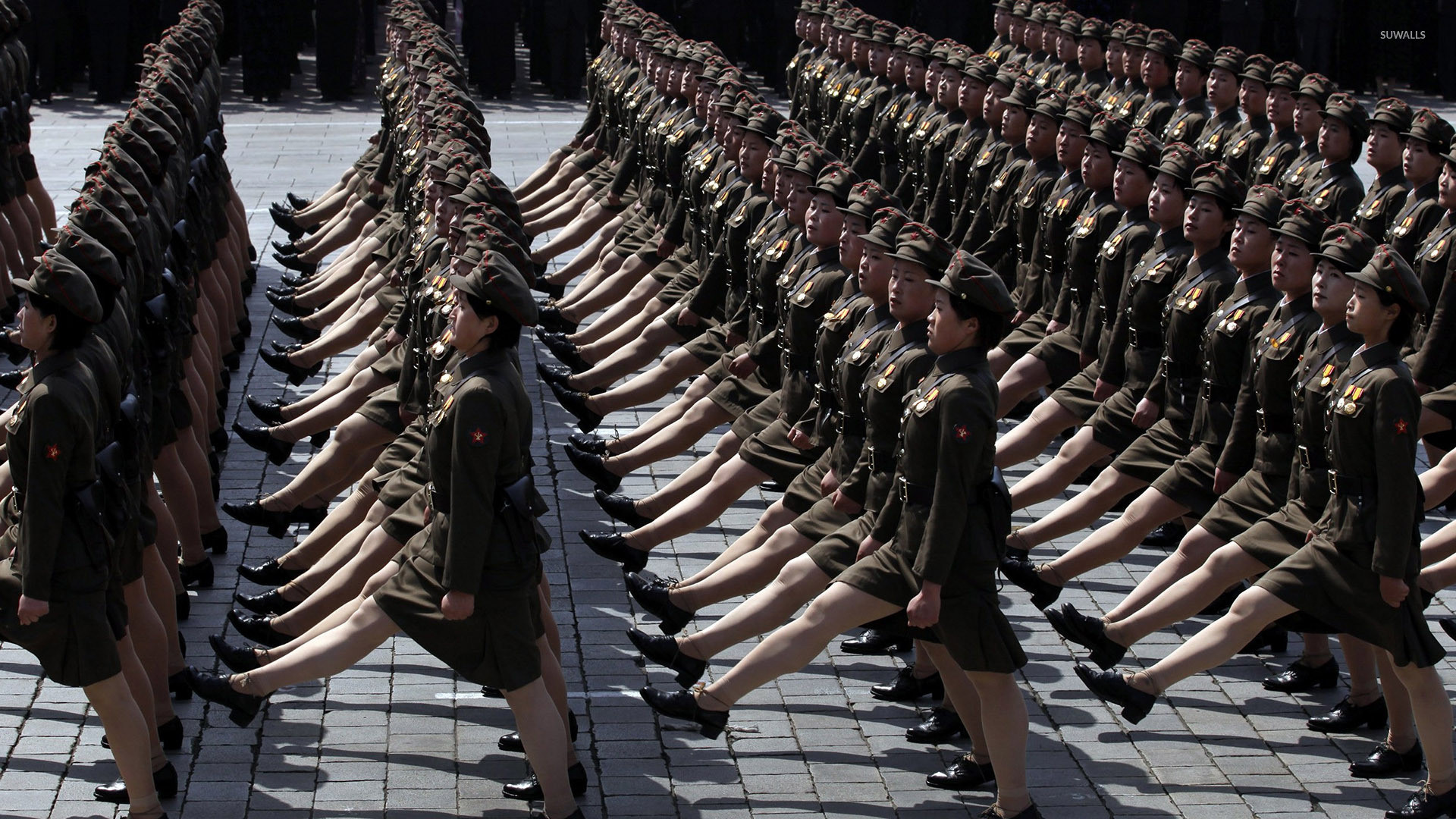 Esercito nordcoreano, Parata militare, Soldatesse, Passo dell'oca, Uniforme, sfondo desktop