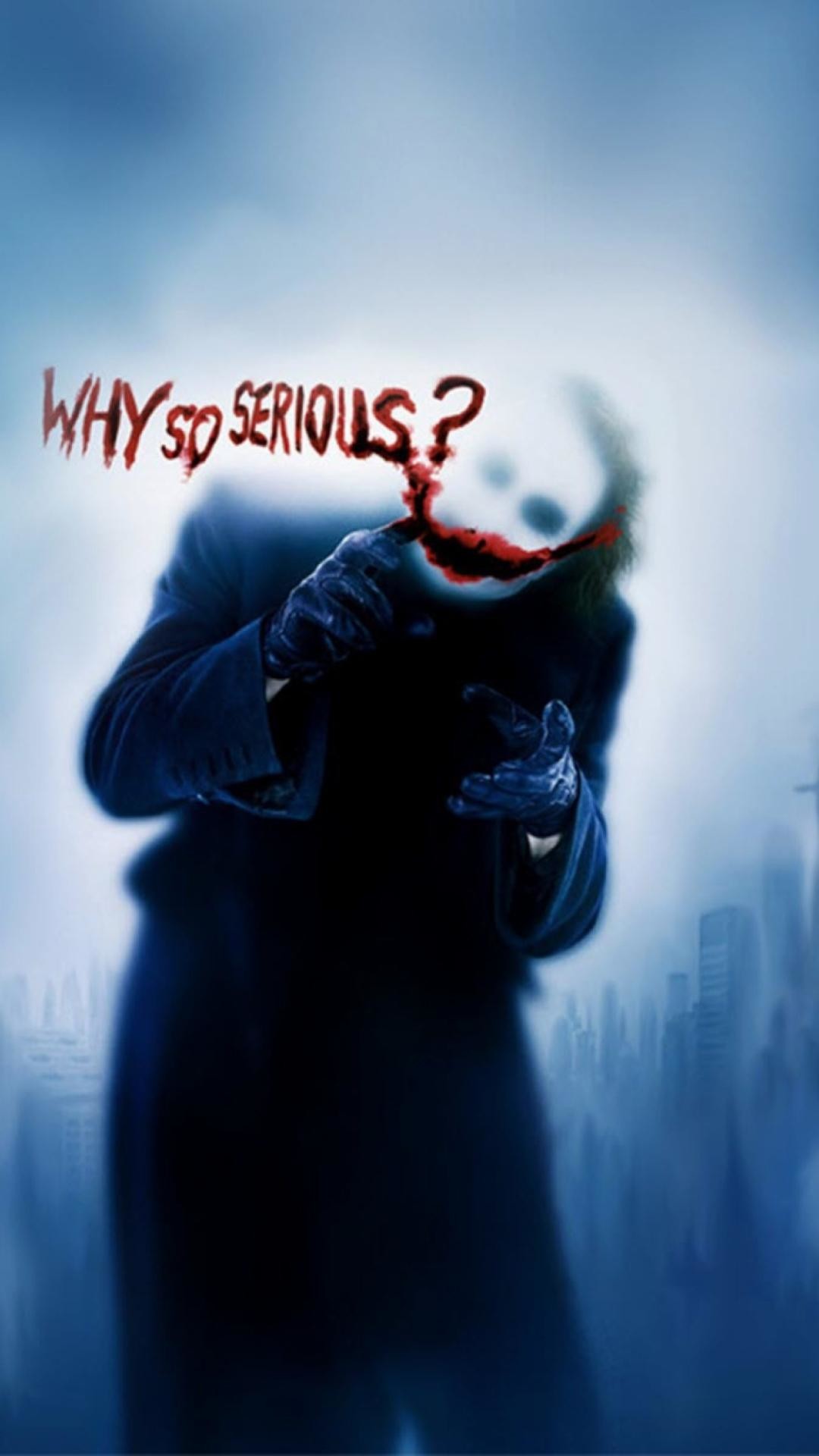 Joker, Heath Ledger, Il cavaliere oscuro, Why So Serious?, Blu, Full HD, sfondo verticale per cellulare