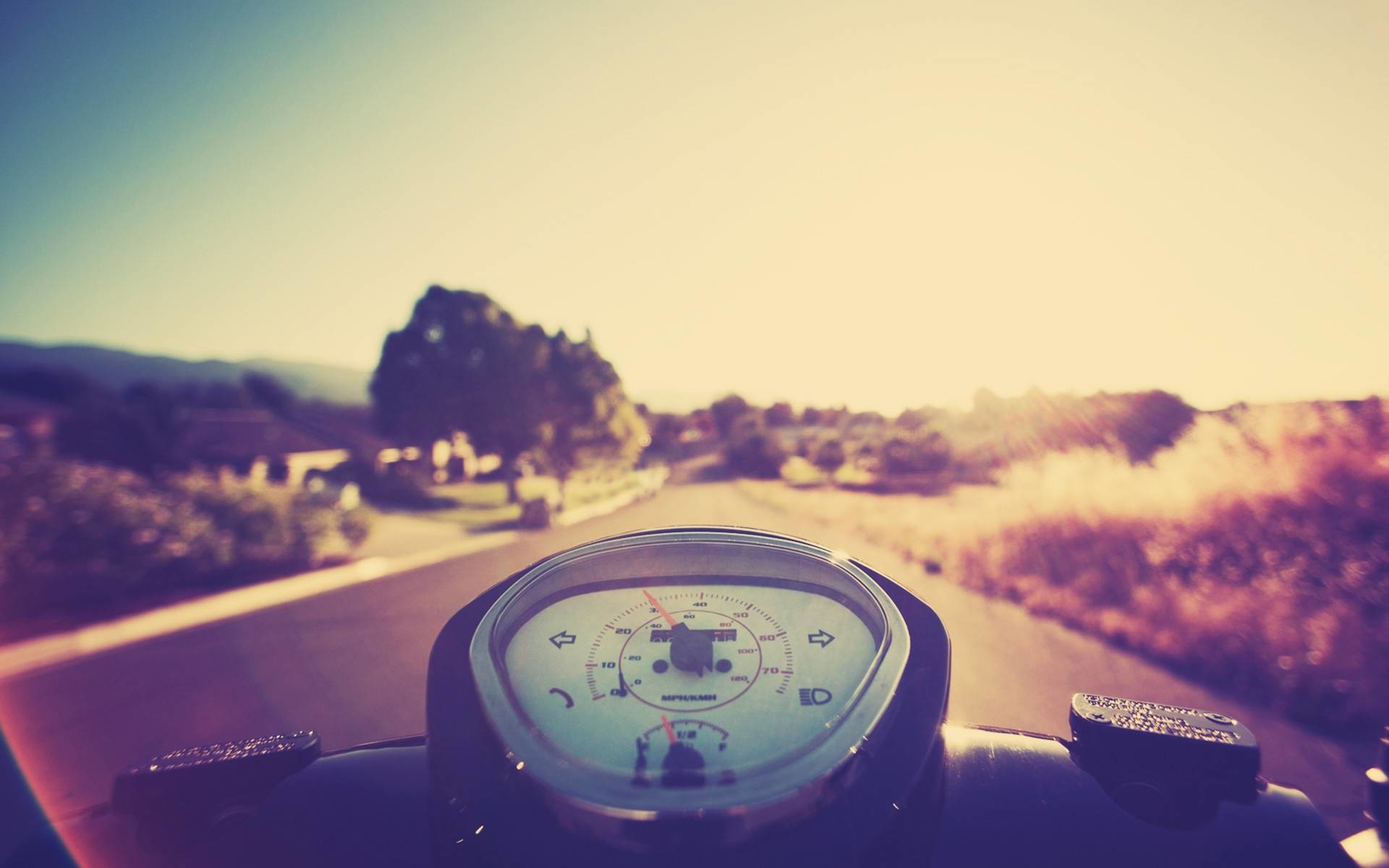 Vespa, Tachimetro, Strada, Tramonto, Full HD, wallpaper desktop