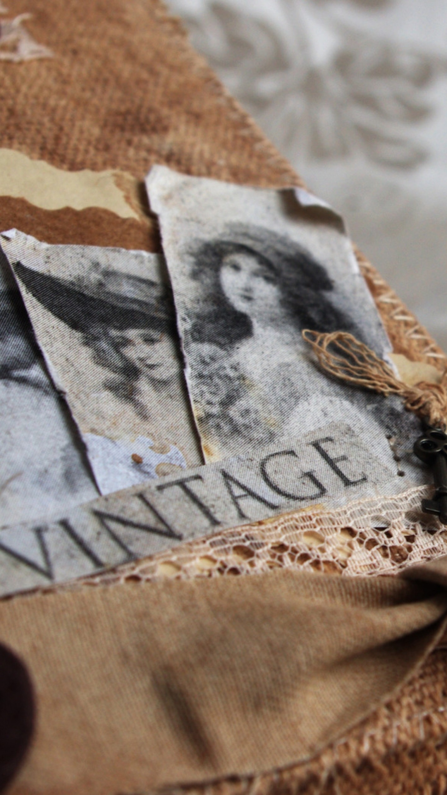 Vintage, Fotografie d'epoca, Collage, Tessuto, QHD+, sfondo per smartphone